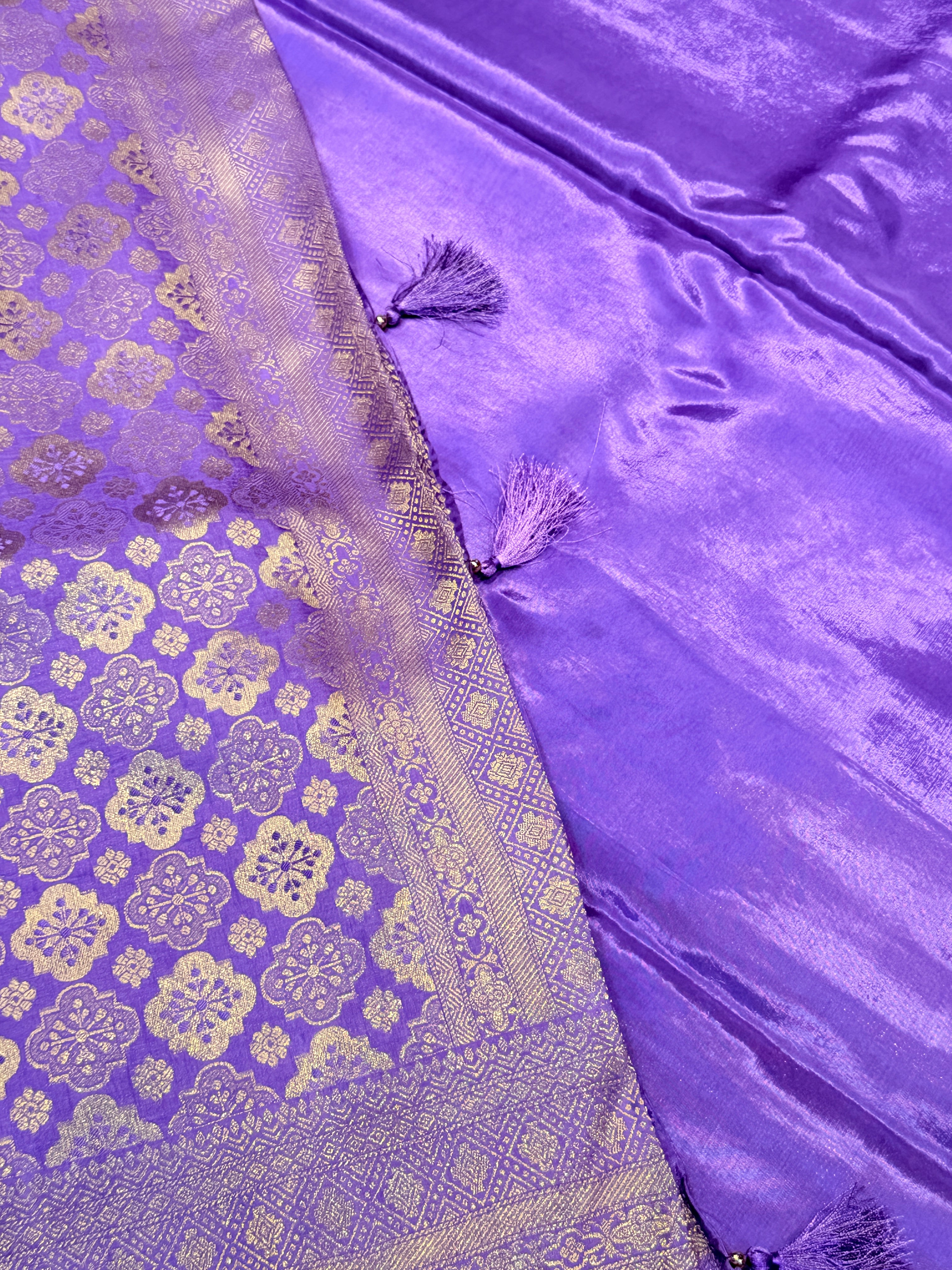 Semi Banaras Crepe- Lavender