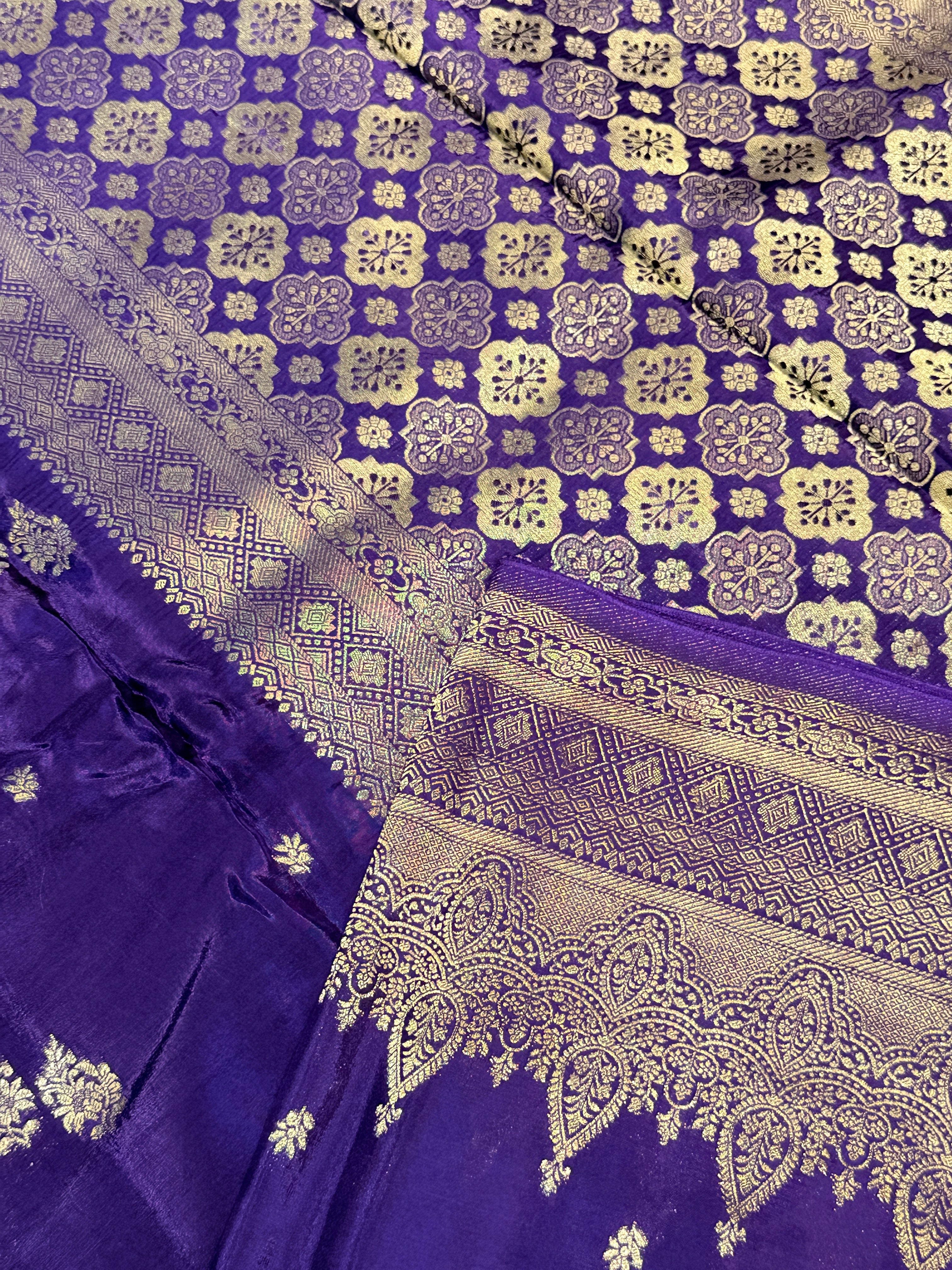 Semi Banaras Crepe-Purple