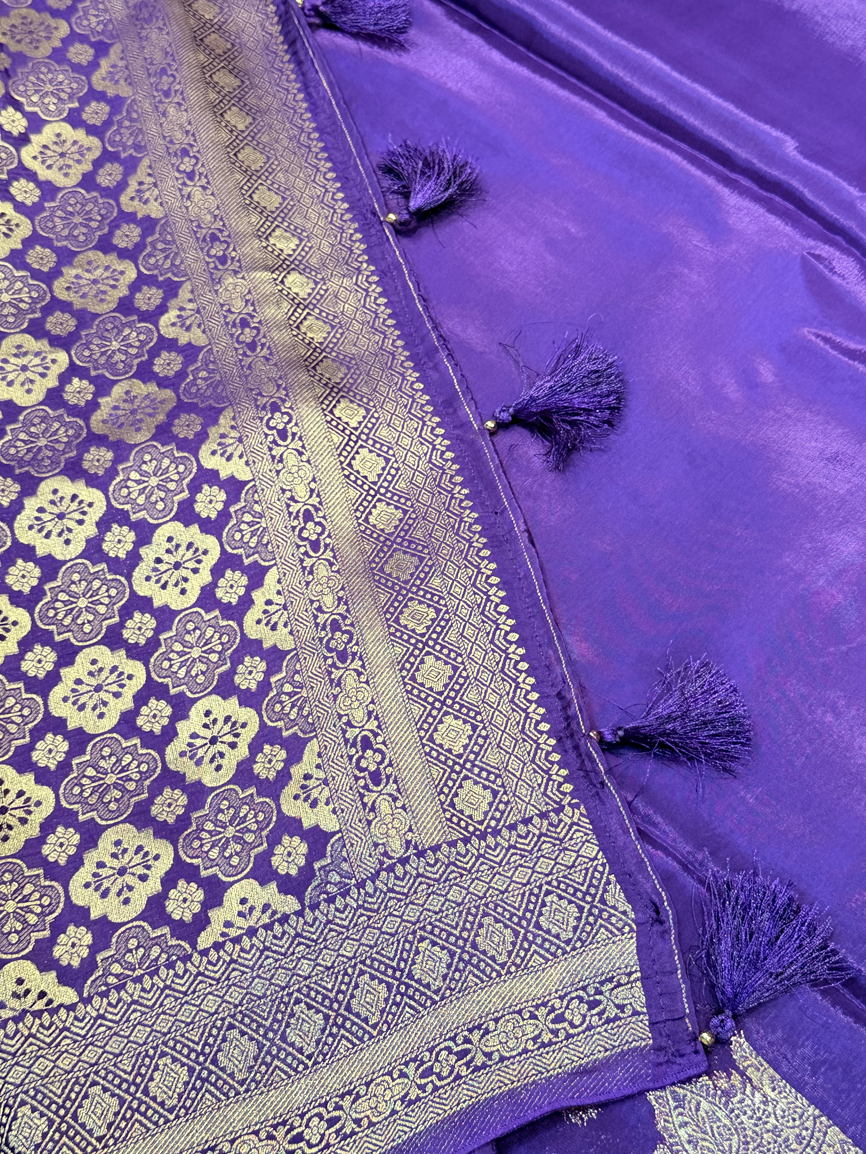 Semi Banaras Crepe-Purple