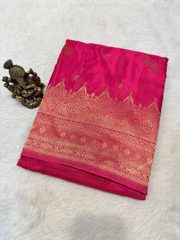 Semi Banaras Crepe-Dark Pink