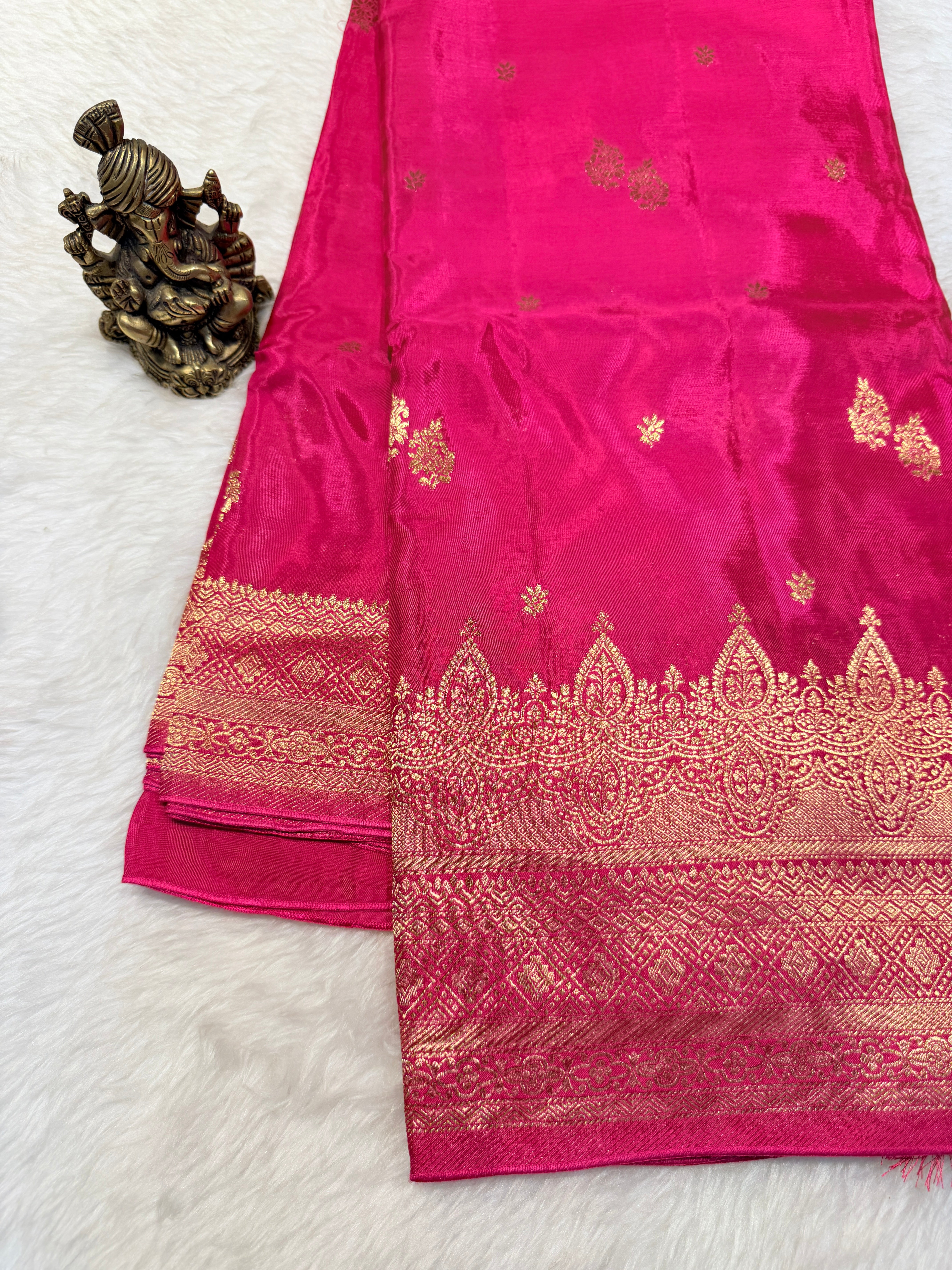 Semi Banaras Crepe-Dark Pink