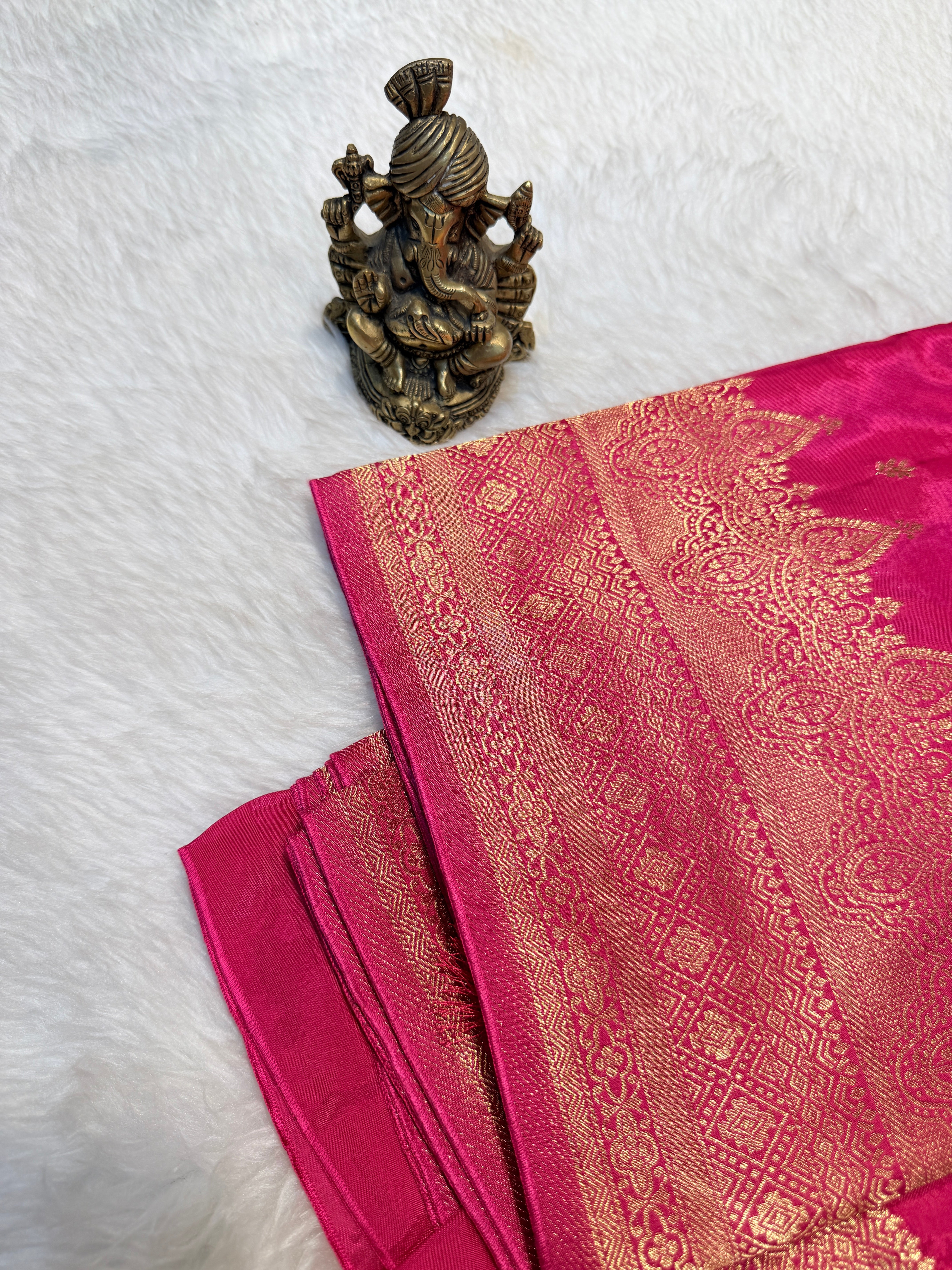 Semi Banaras Crepe-Dark Pink