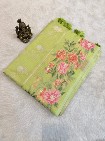 Kota Checks Deer Embroidery Saree