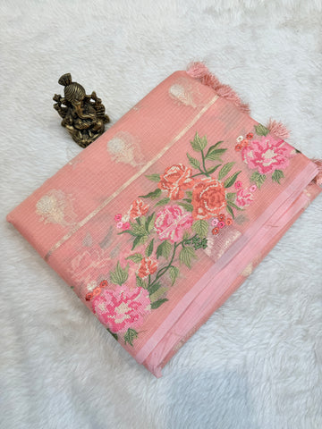 Kota Checks Deer Embroidery Saree