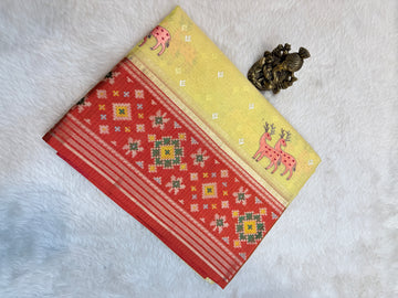 Kota Checks Deer Embroidery Saree