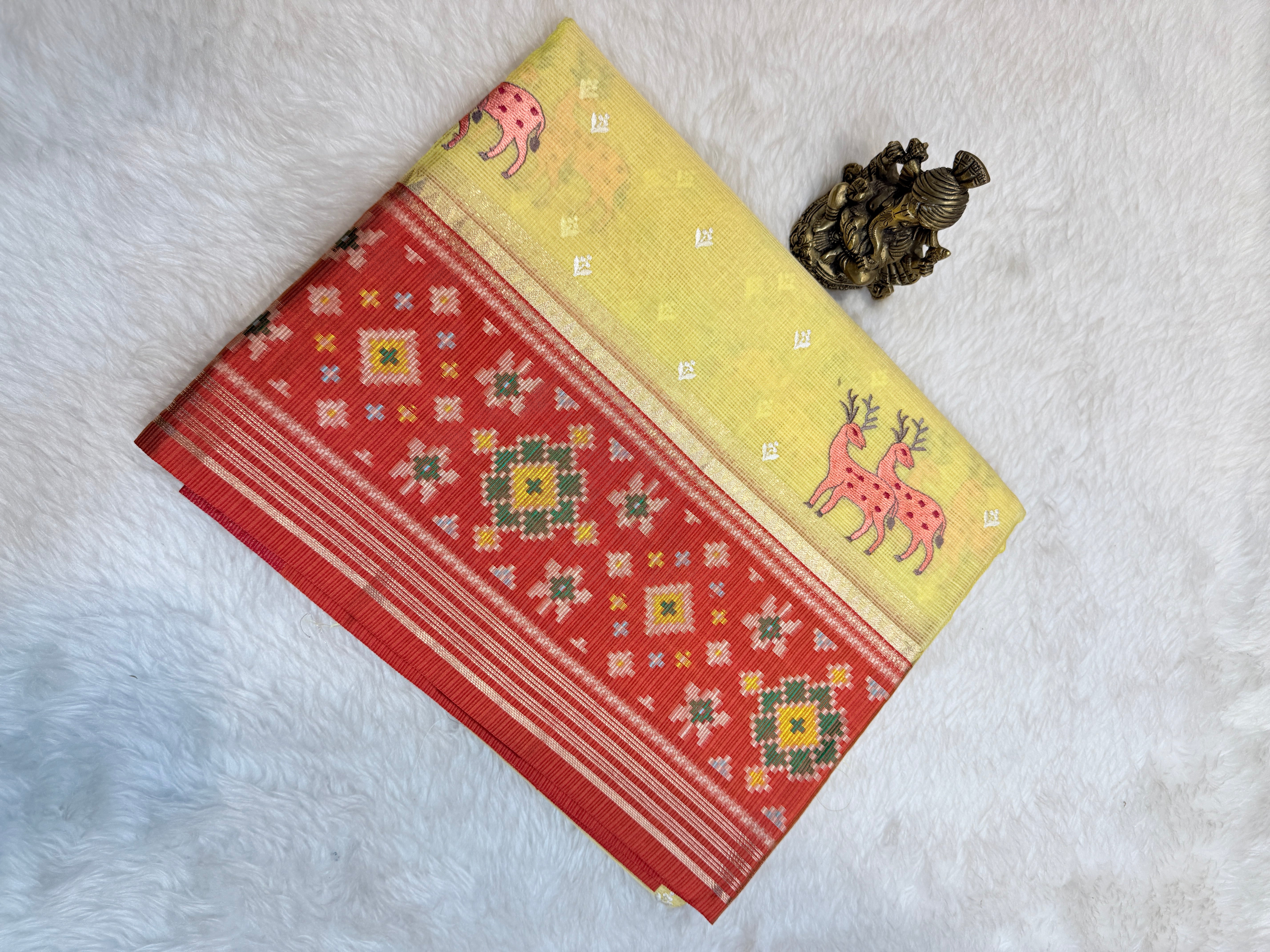 Kota Checks Deer Embroidery Saree