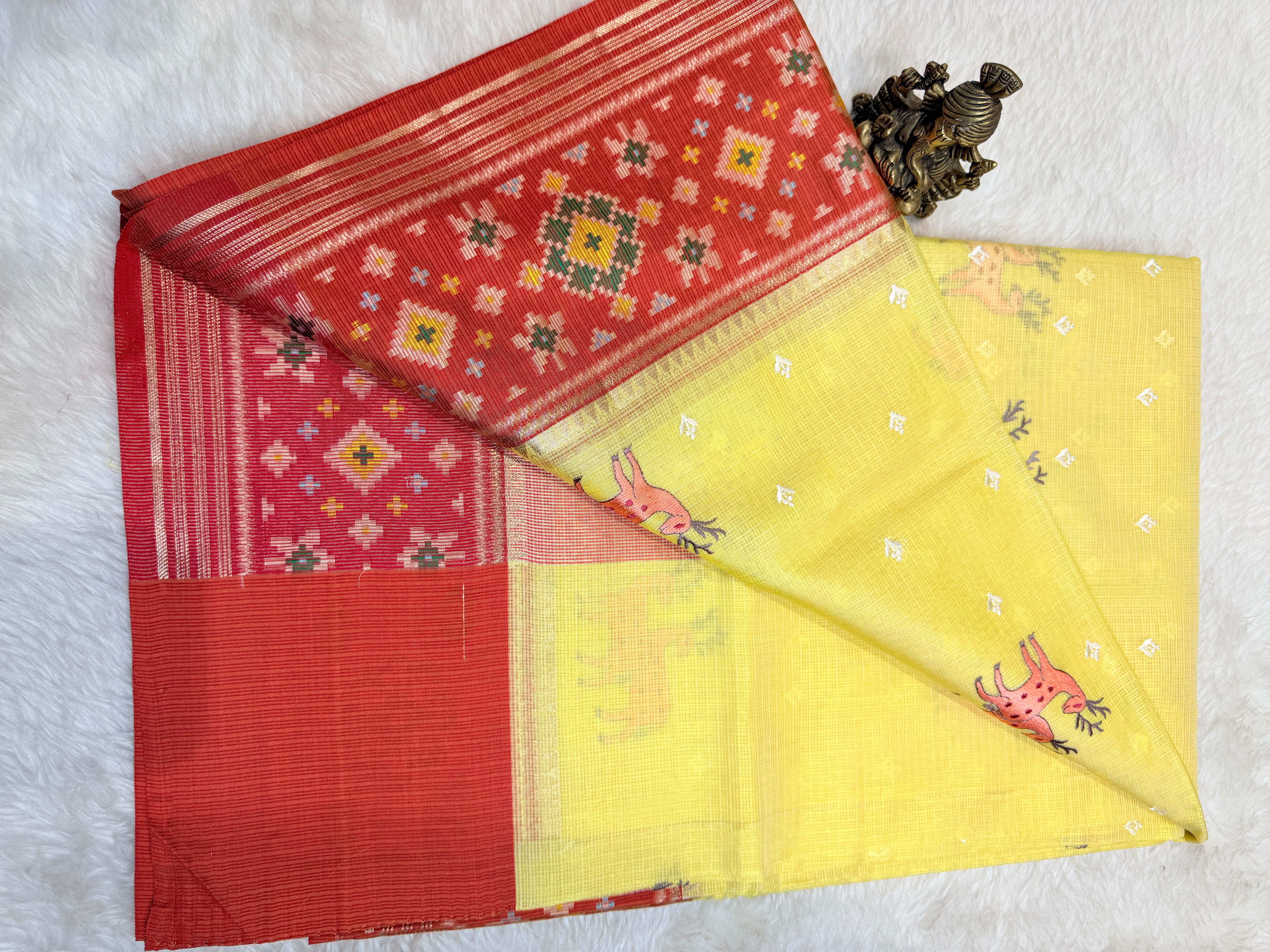 Kota Checks Deer Embroidery Saree