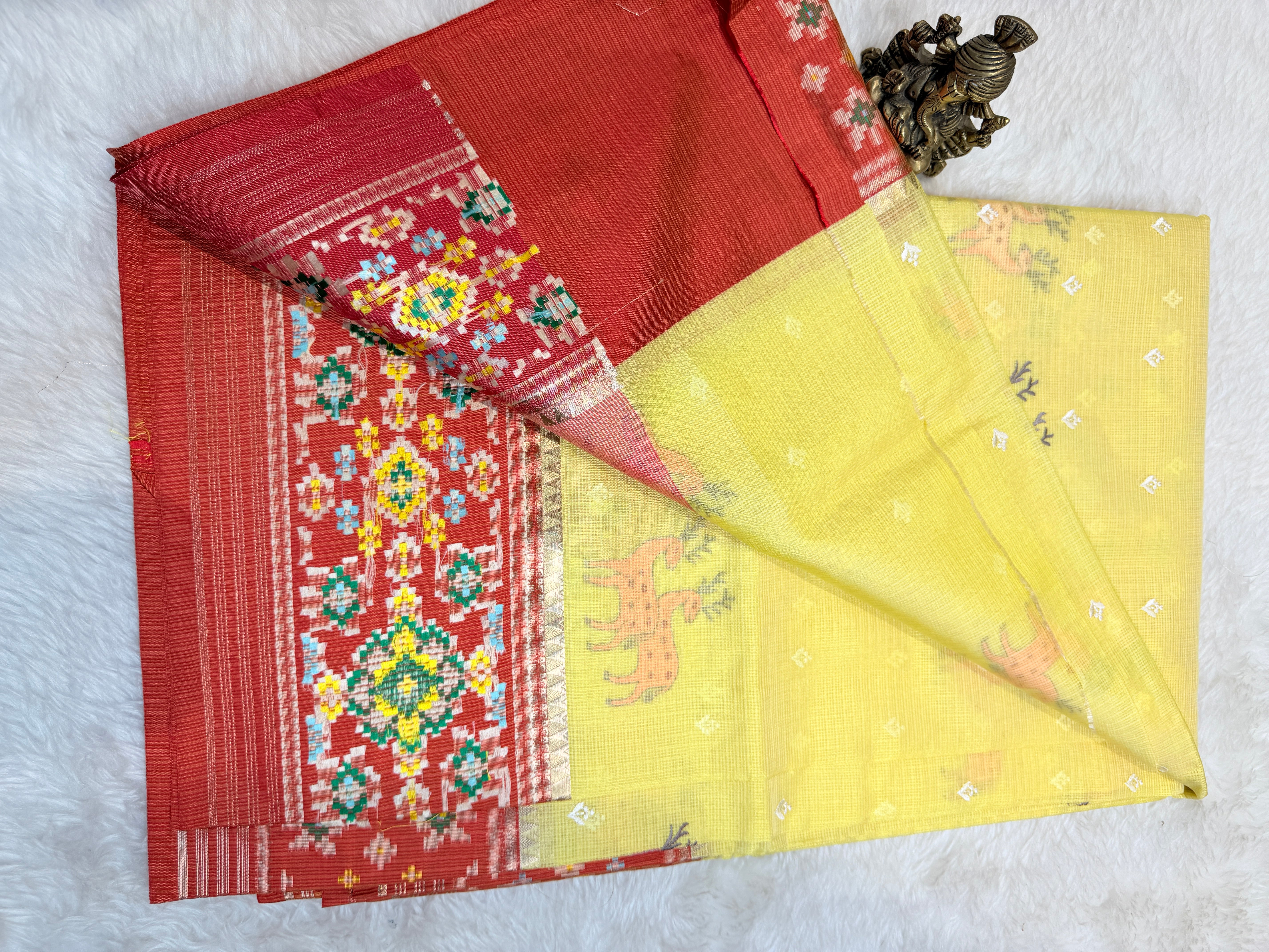 Kota Checks Deer Embroidery Saree