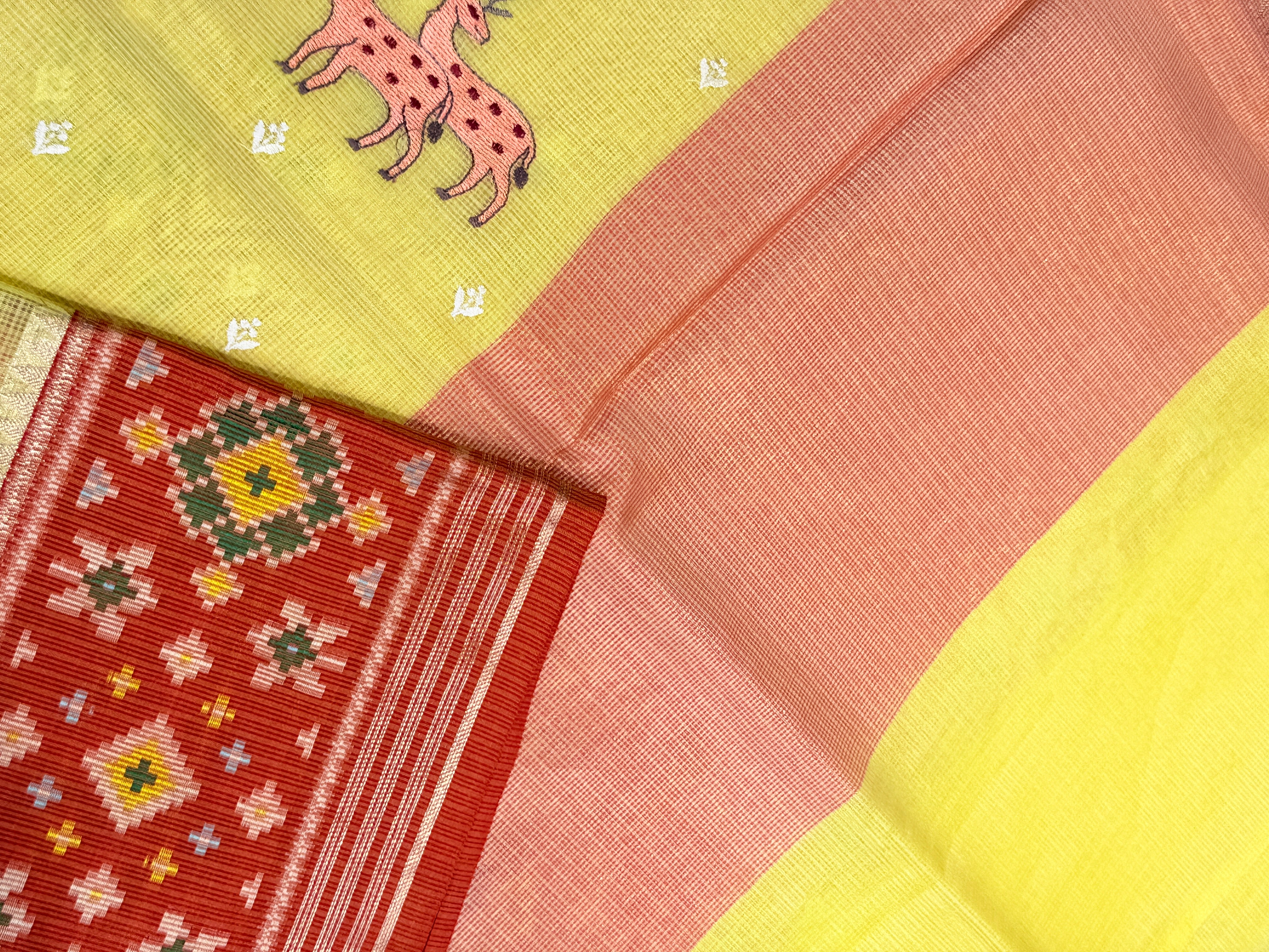 Kota Checks Deer Embroidery Saree