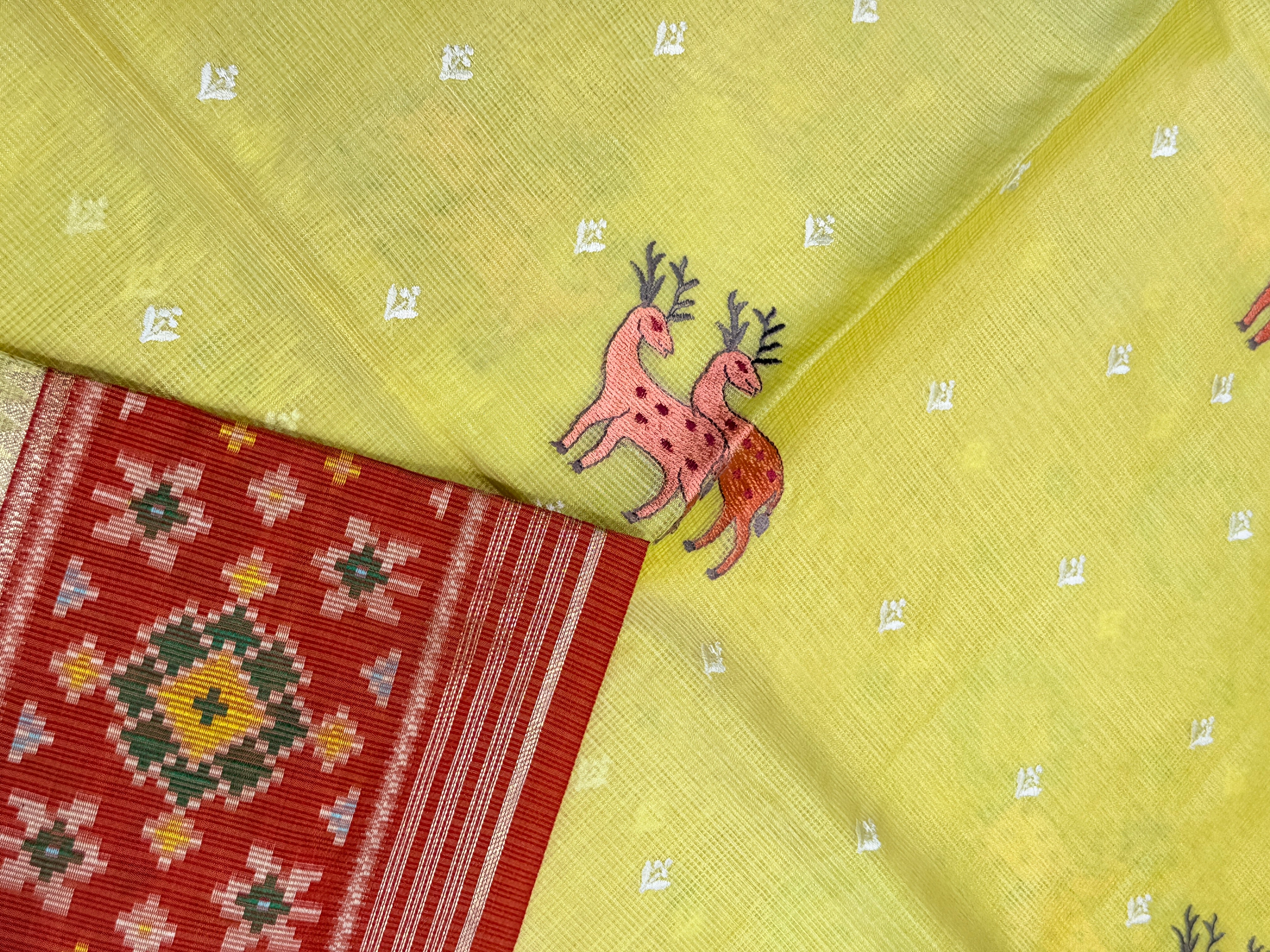Kota Checks Deer Embroidery Saree