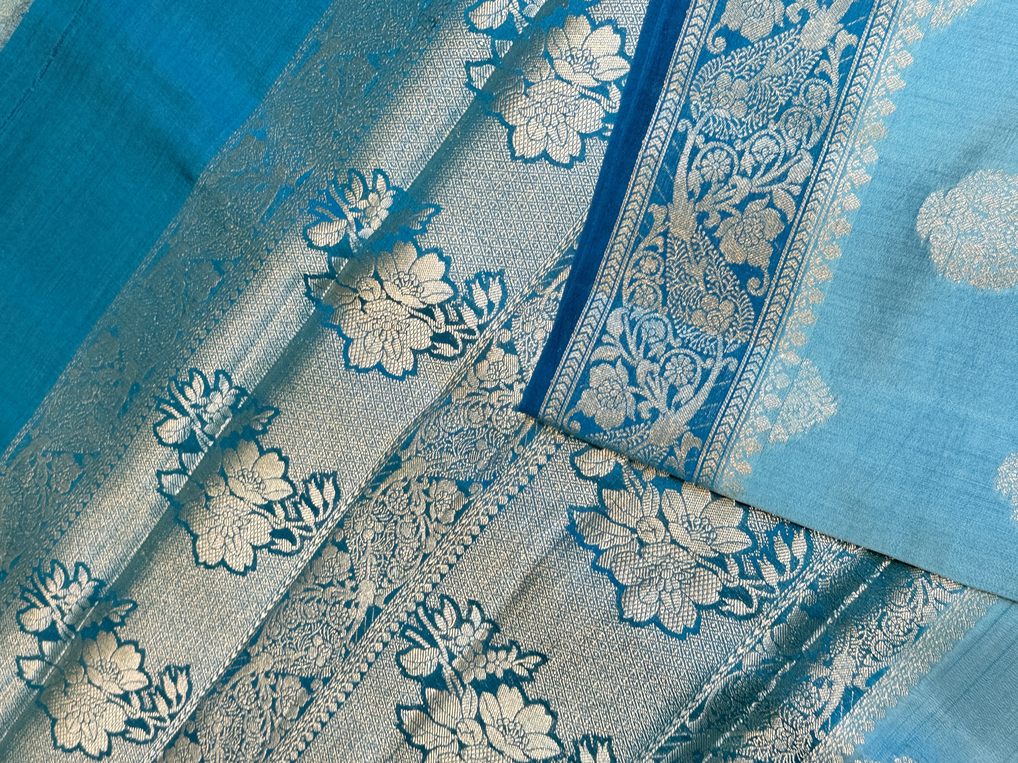 Pure Chiniya Banaras Silver Zari Silk