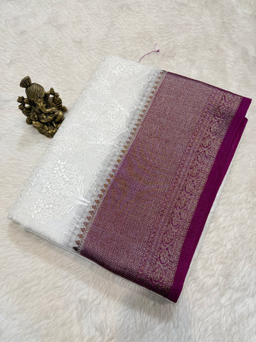 Tussar Banaras White