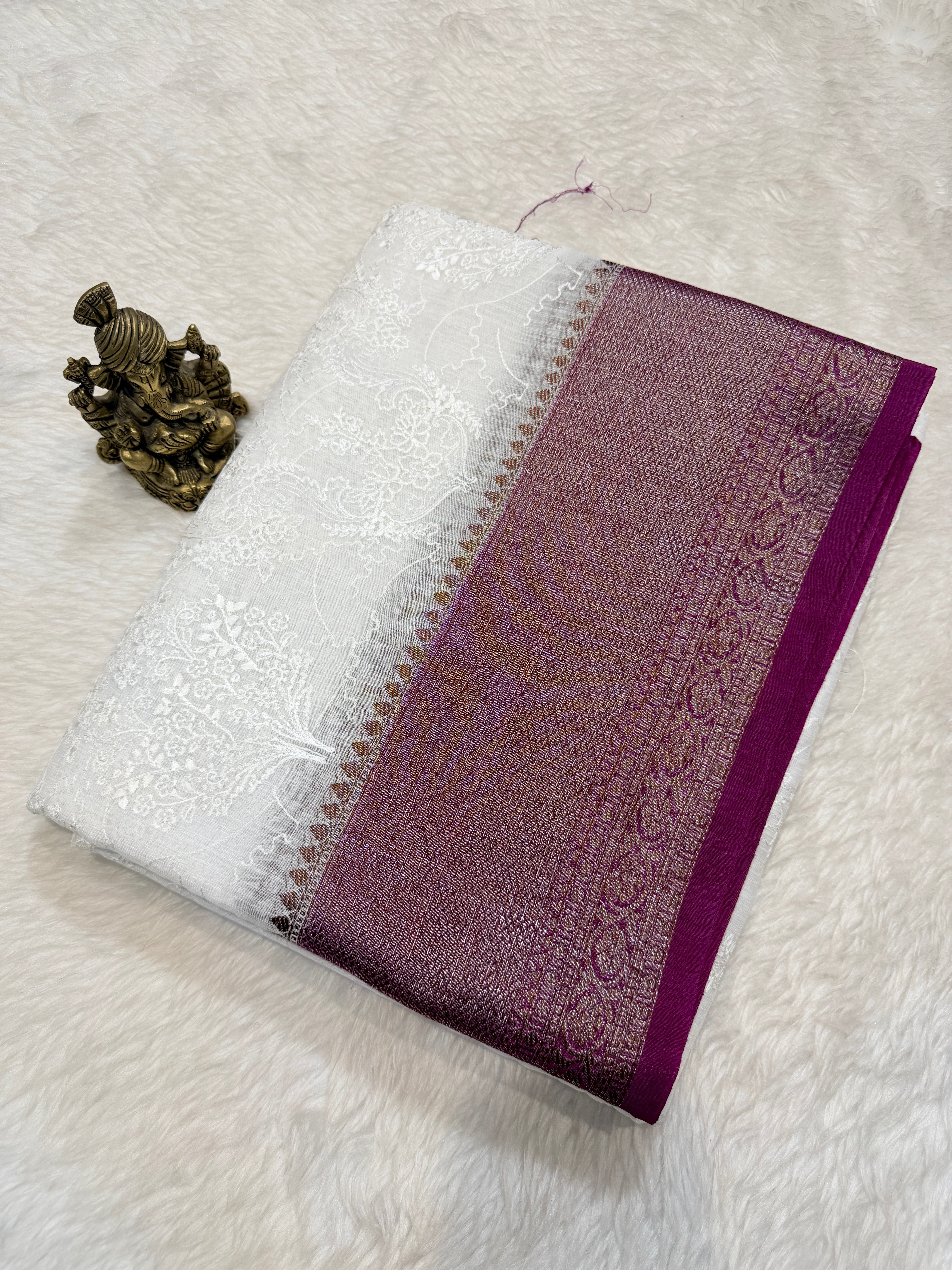 Tussar Banaras White