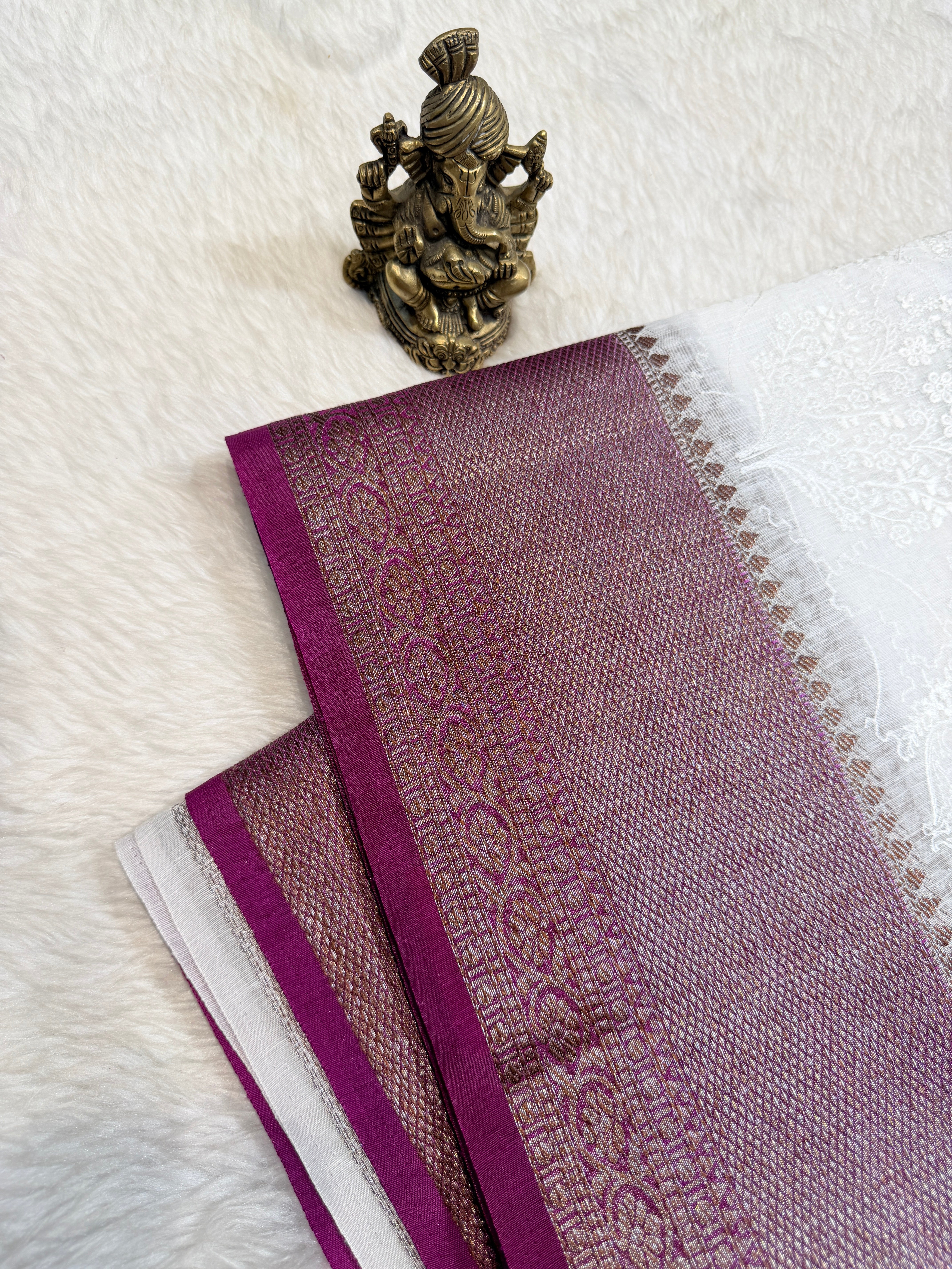 Tussar Banaras White