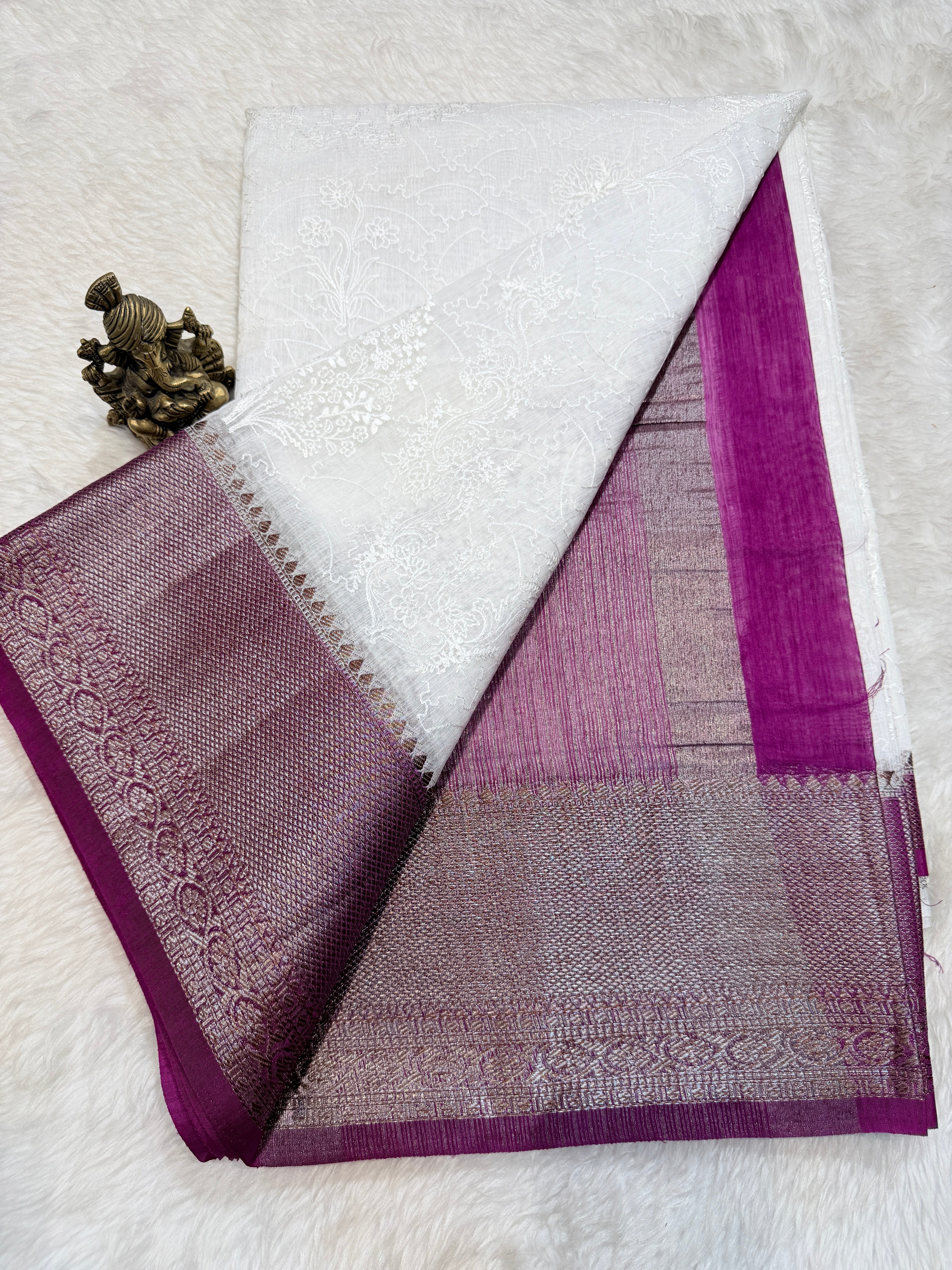 Tussar Banaras White