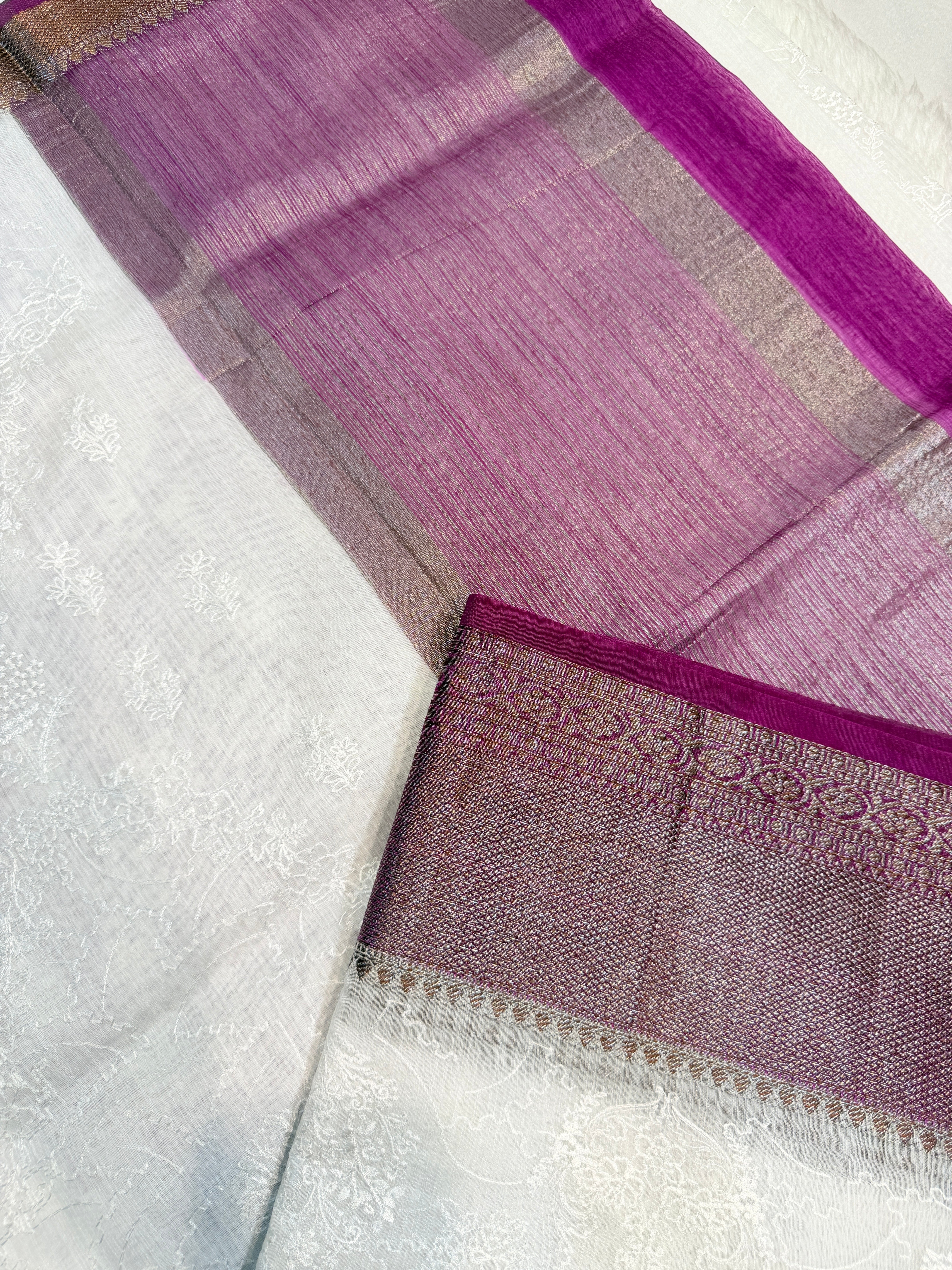 Tussar Banaras White