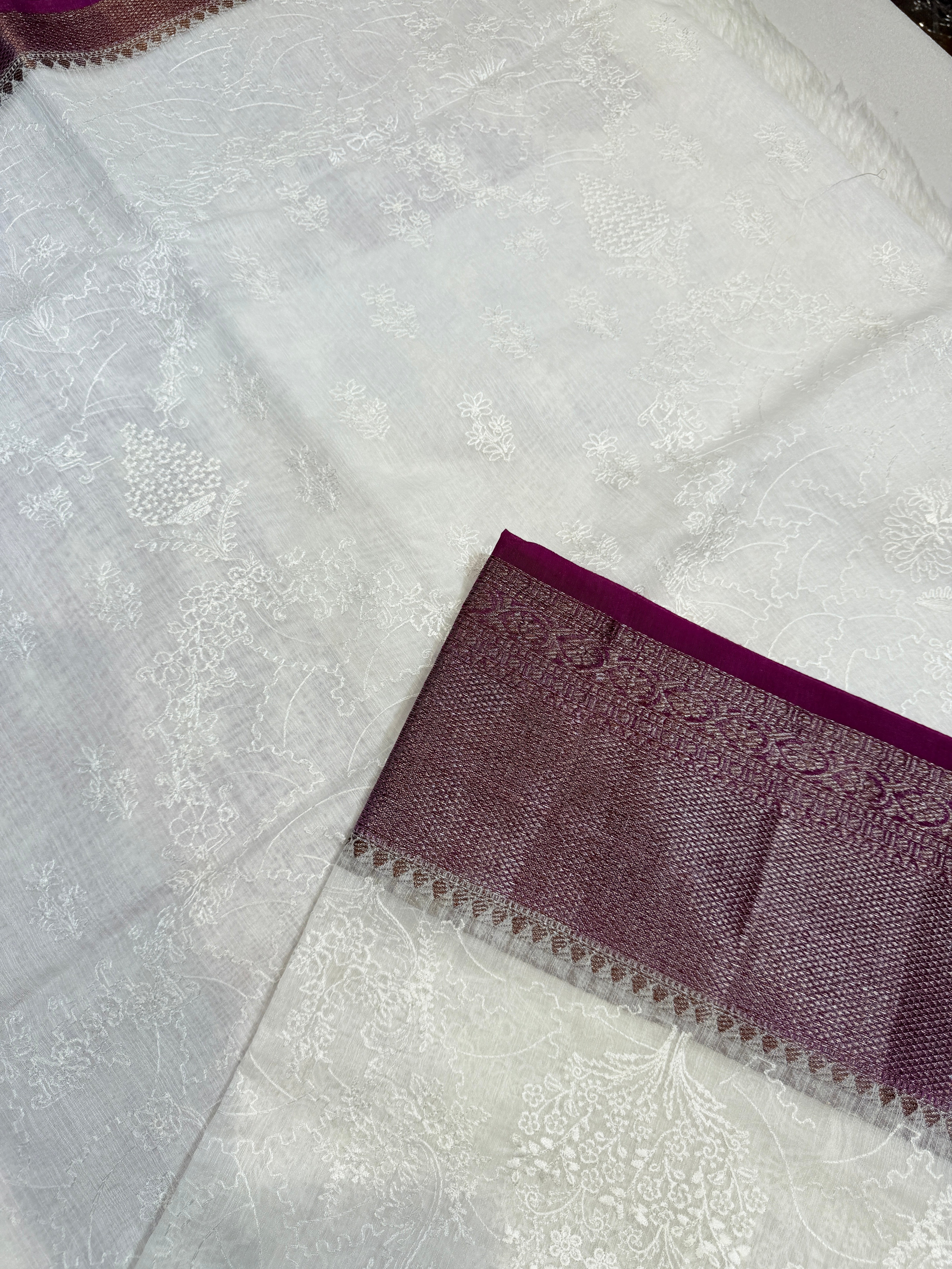 Tussar Banaras White