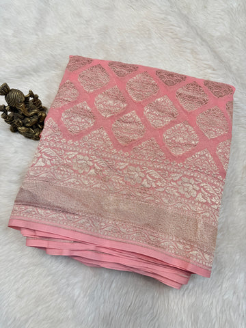 Pure Banaras Crepe Silk (Peach)