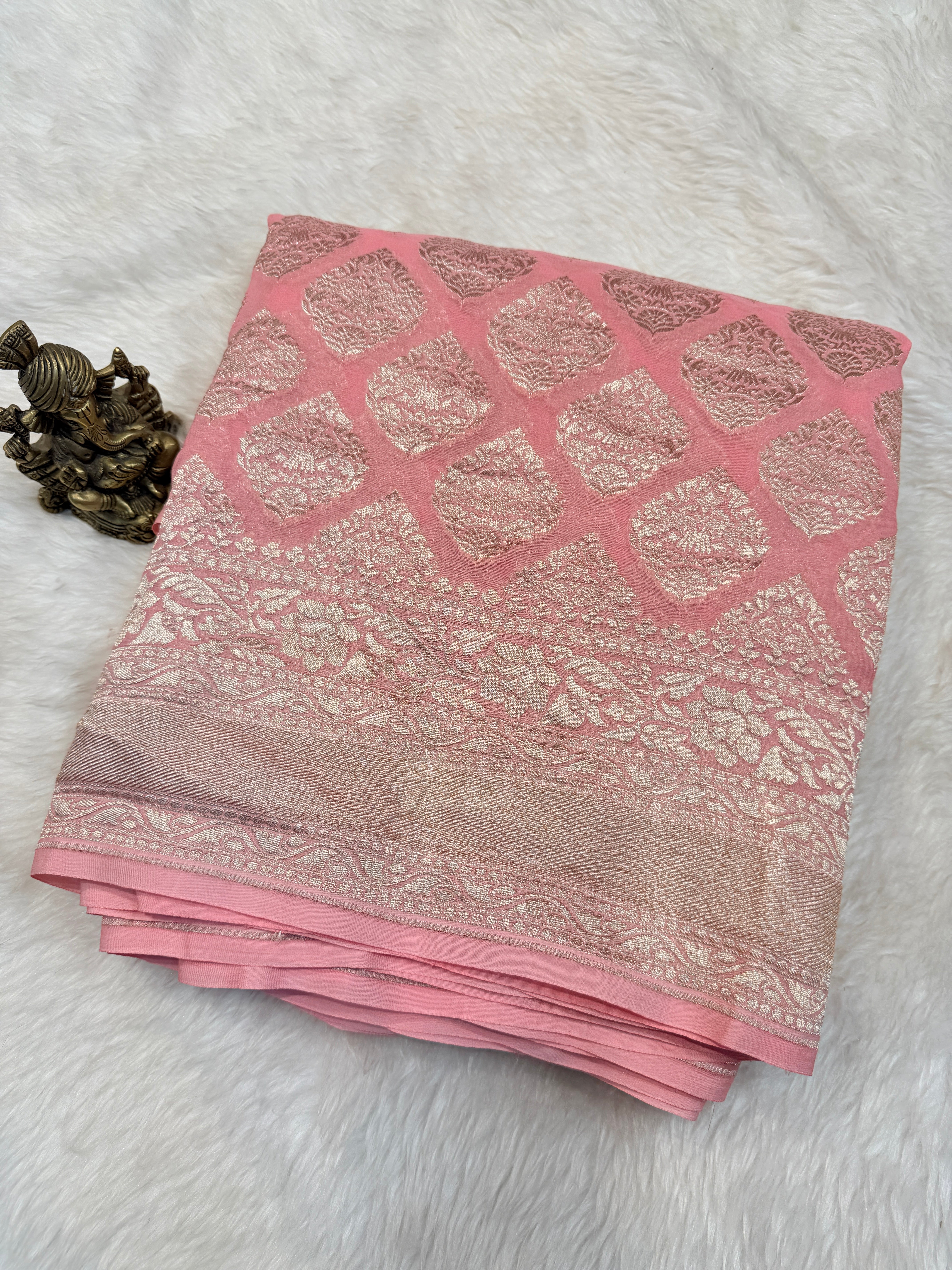 Pure Banaras Crepe Silk (Peach)