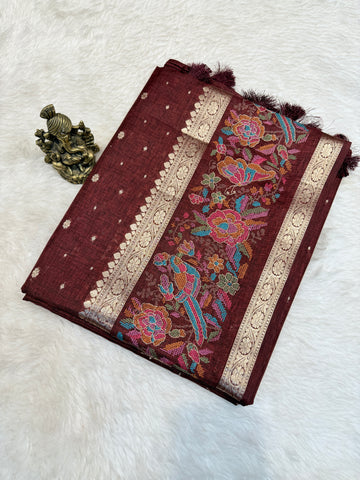 Tussar Embroidery Border