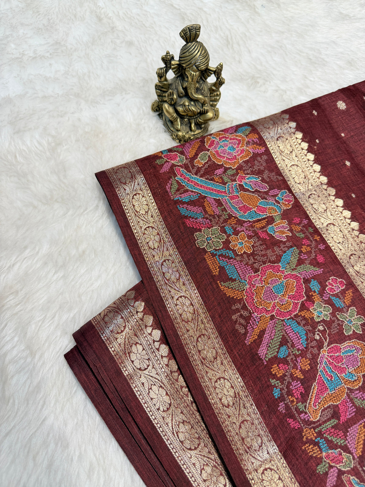 Tussar Embroidery Border