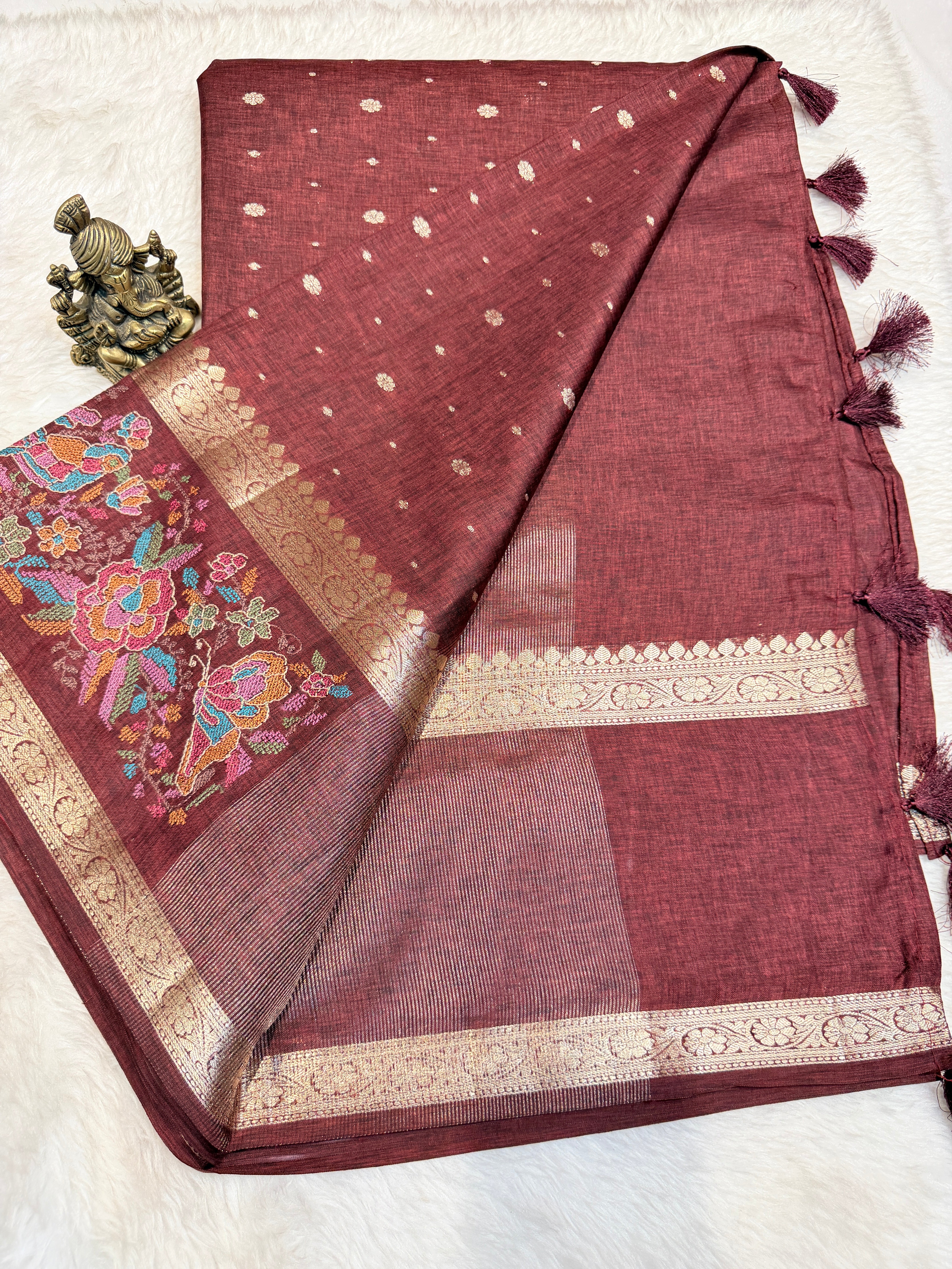 Tussar Embroidery Border