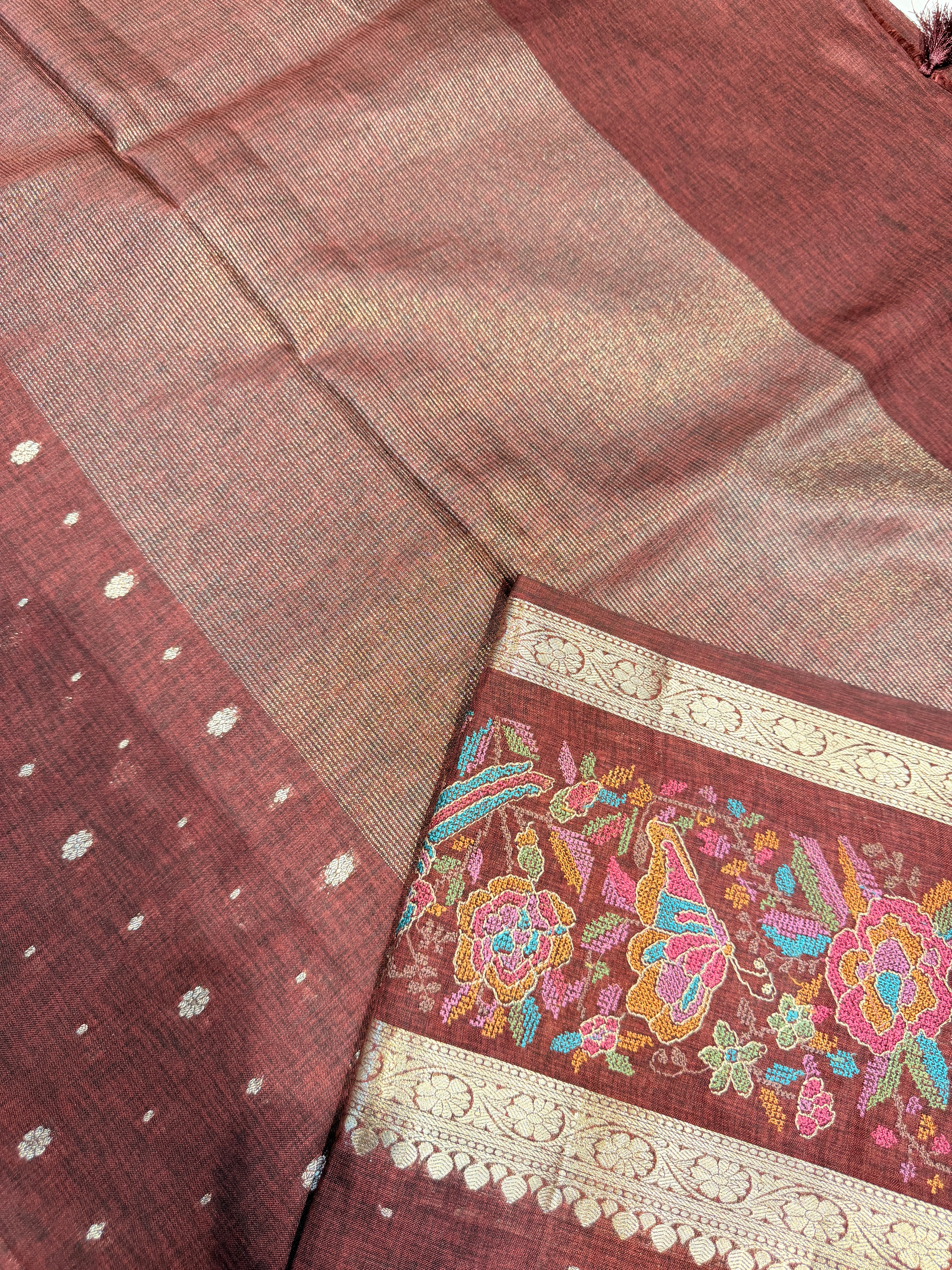 Tussar Embroidery Border