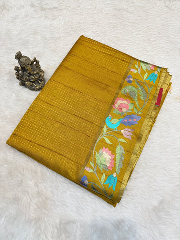 Tussar Silk Bird Embroidery