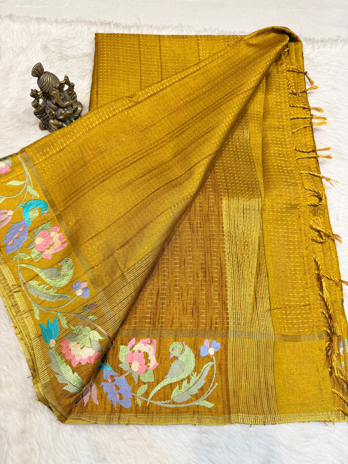 Tussar Silk Bird Embroidery