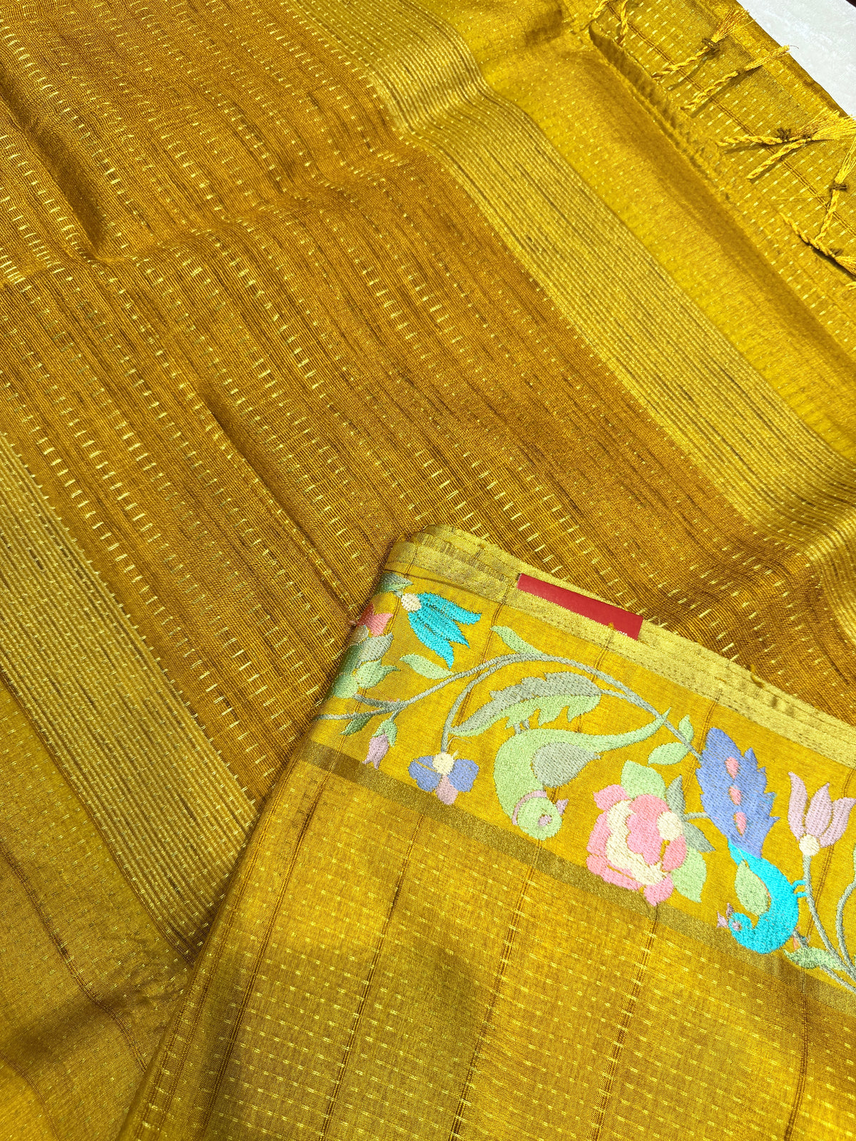 Tussar Silk Bird Embroidery