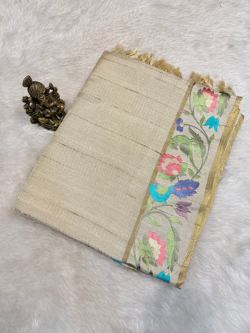 Tussar Silk Bird Embroidery