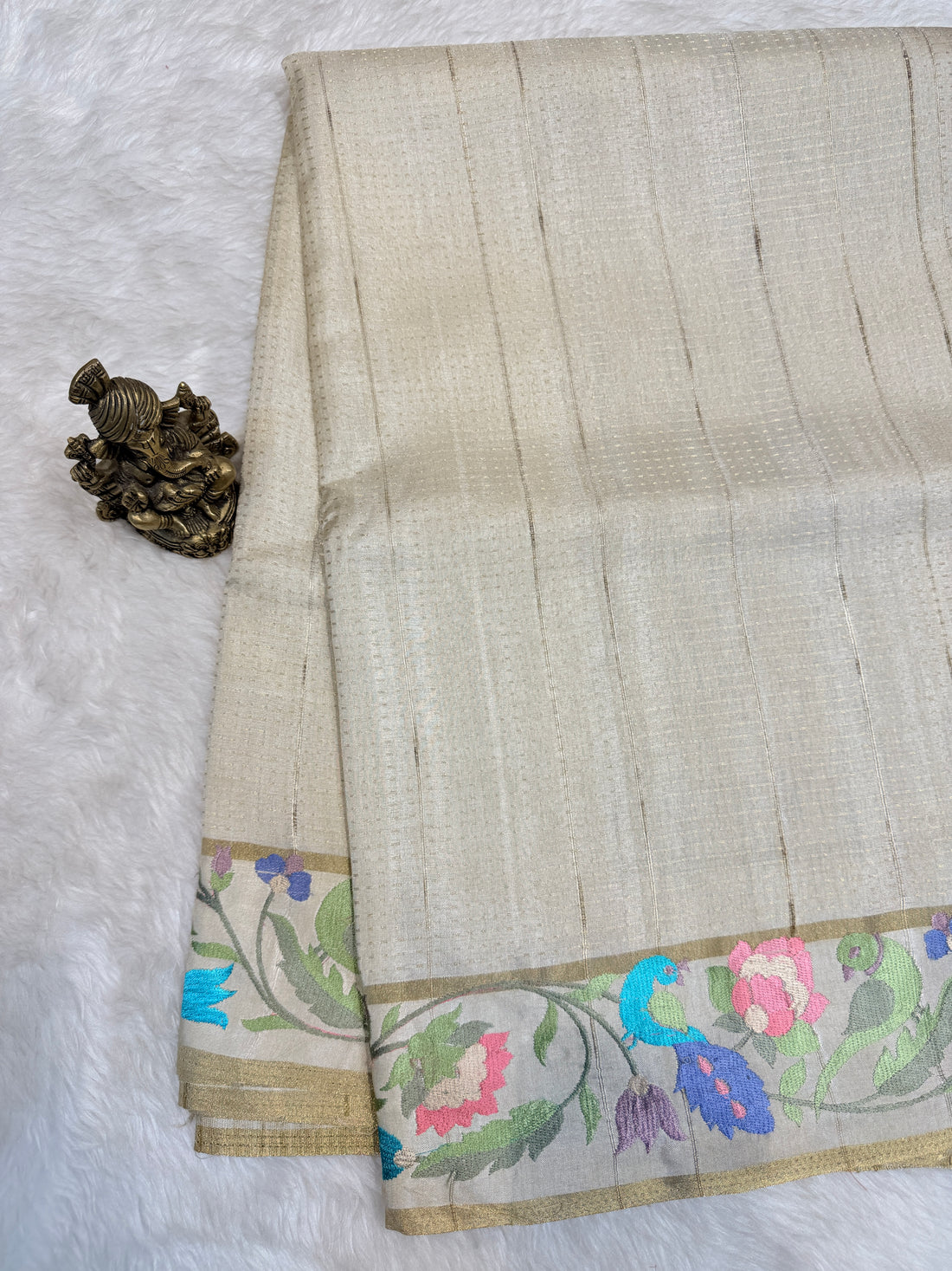 Tussar Silk Bird Embroidery