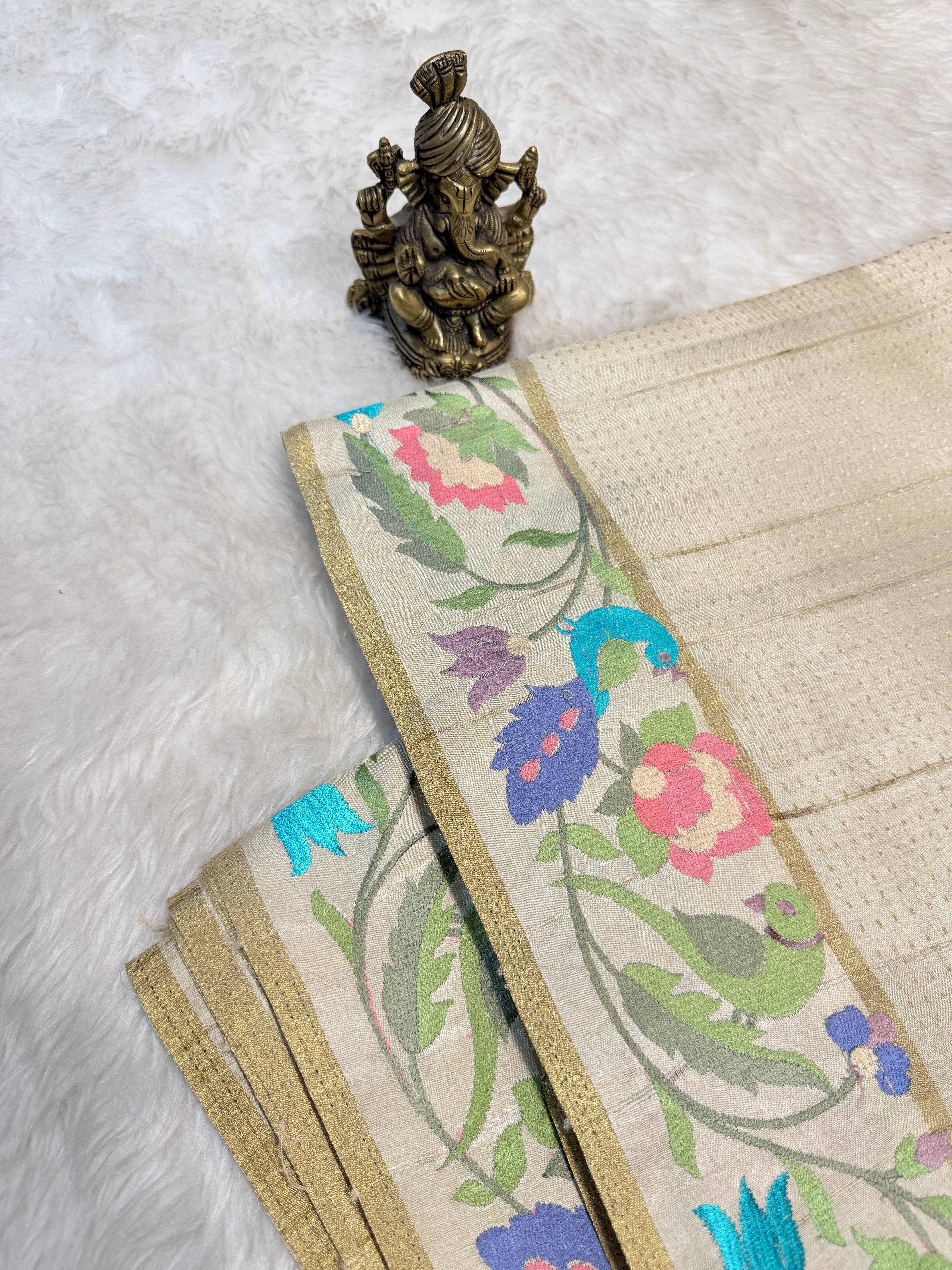 Tussar Silk Bird Embroidery