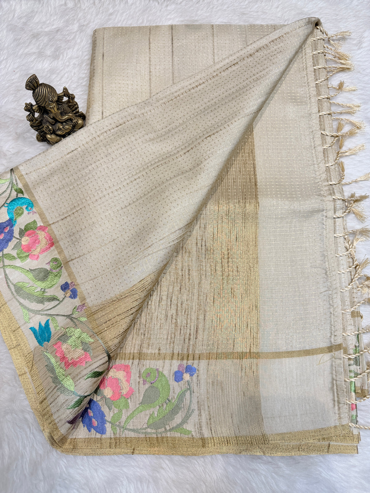 Tussar Silk Bird Embroidery