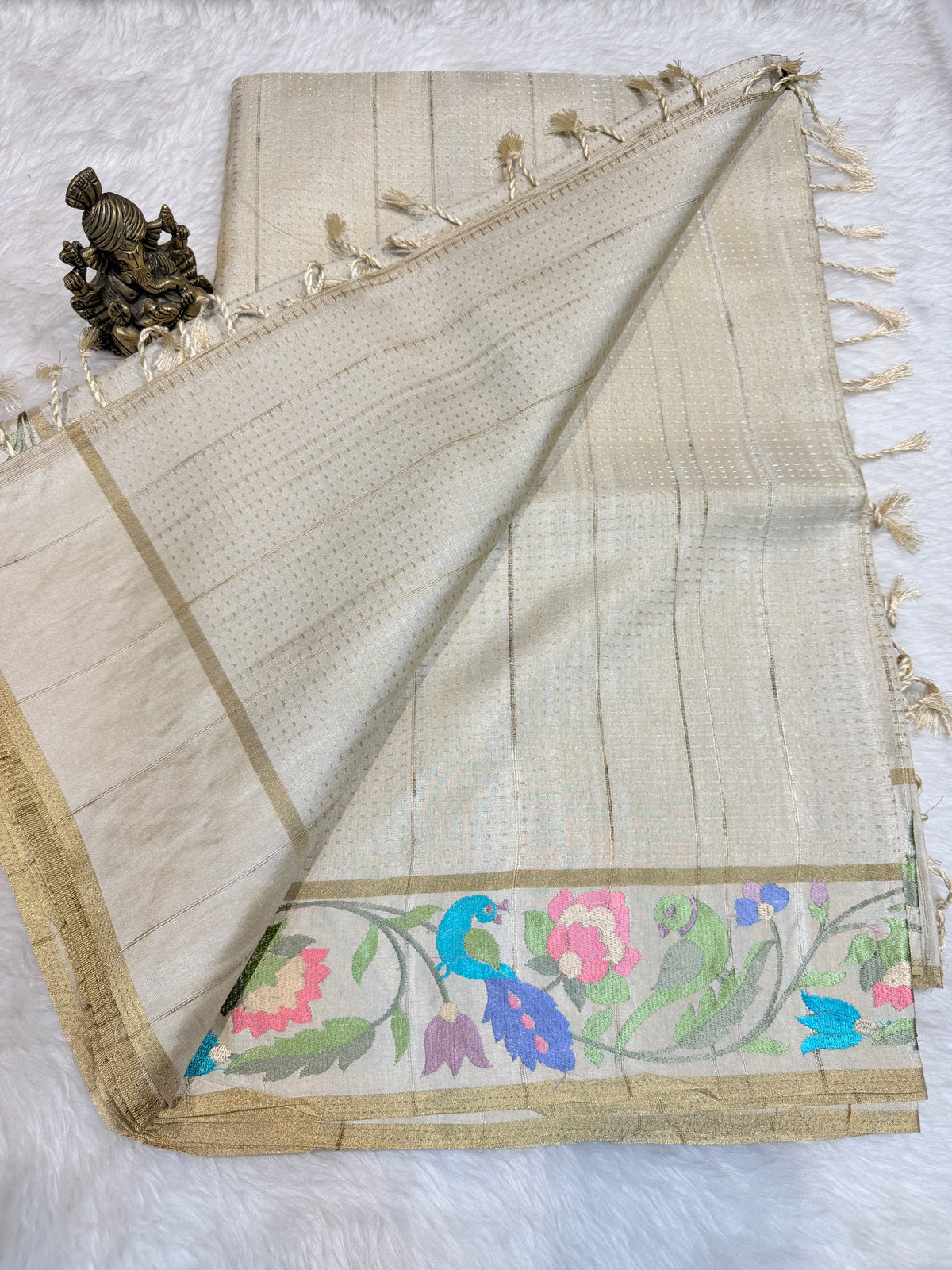 Tussar Silk Bird Embroidery