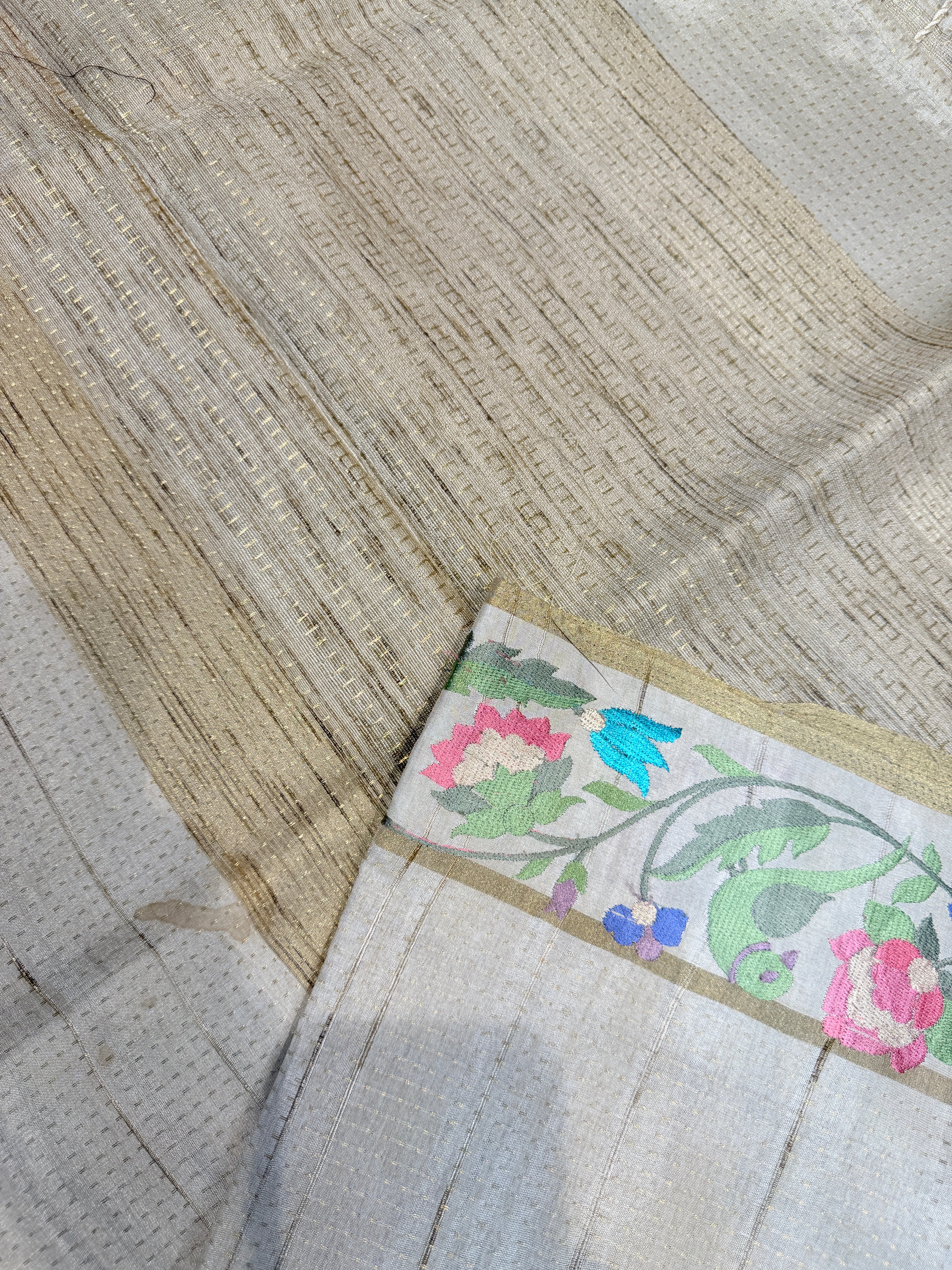 Tussar Silk Bird Embroidery