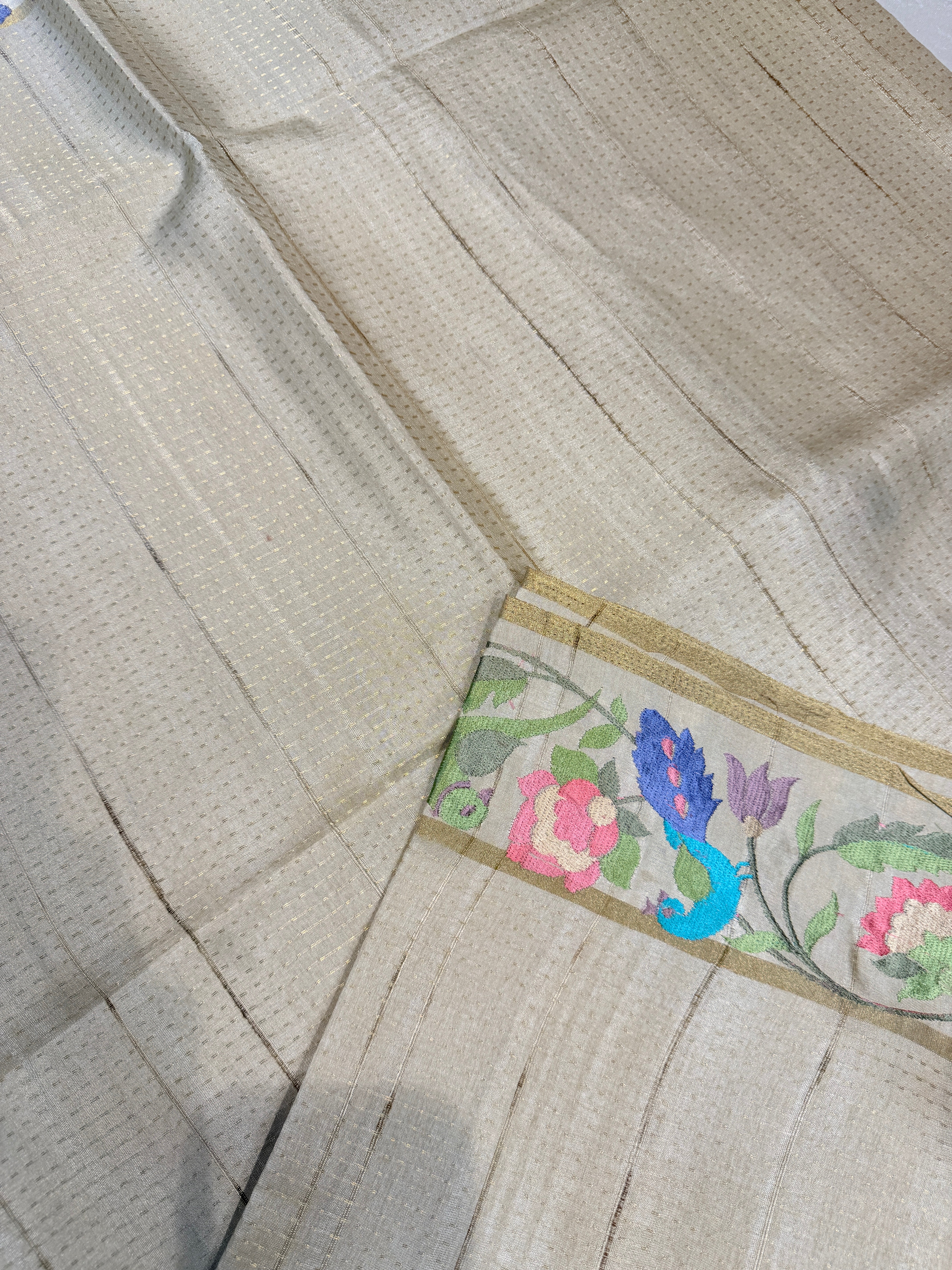 Tussar Silk Bird Embroidery
