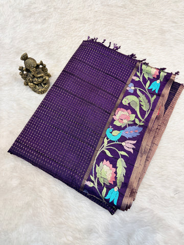 Tussar Silk Bird Embroidery