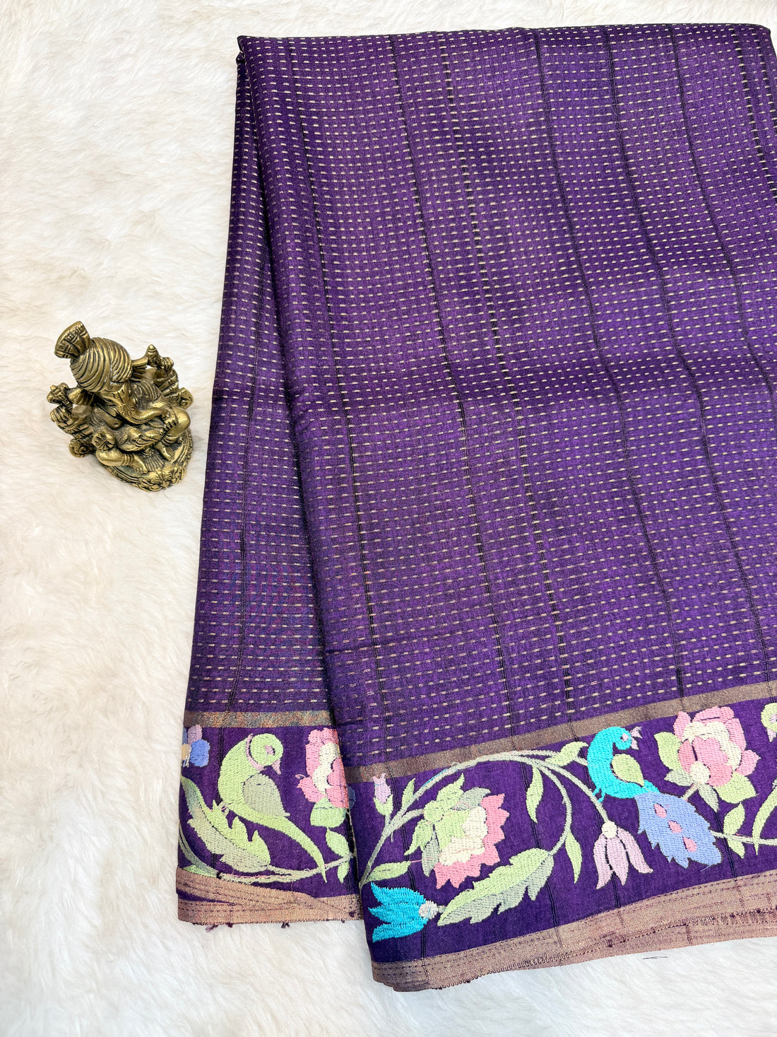 Tussar Silk Bird Embroidery