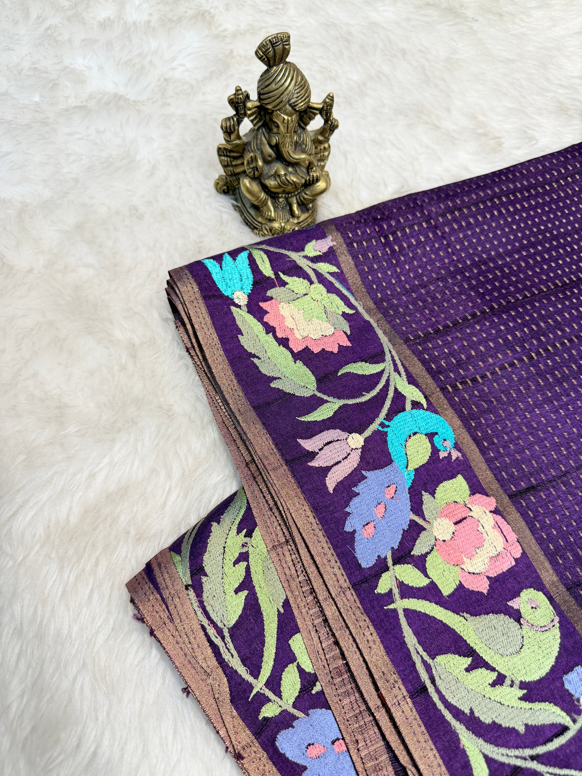 Tussar Silk Bird Embroidery
