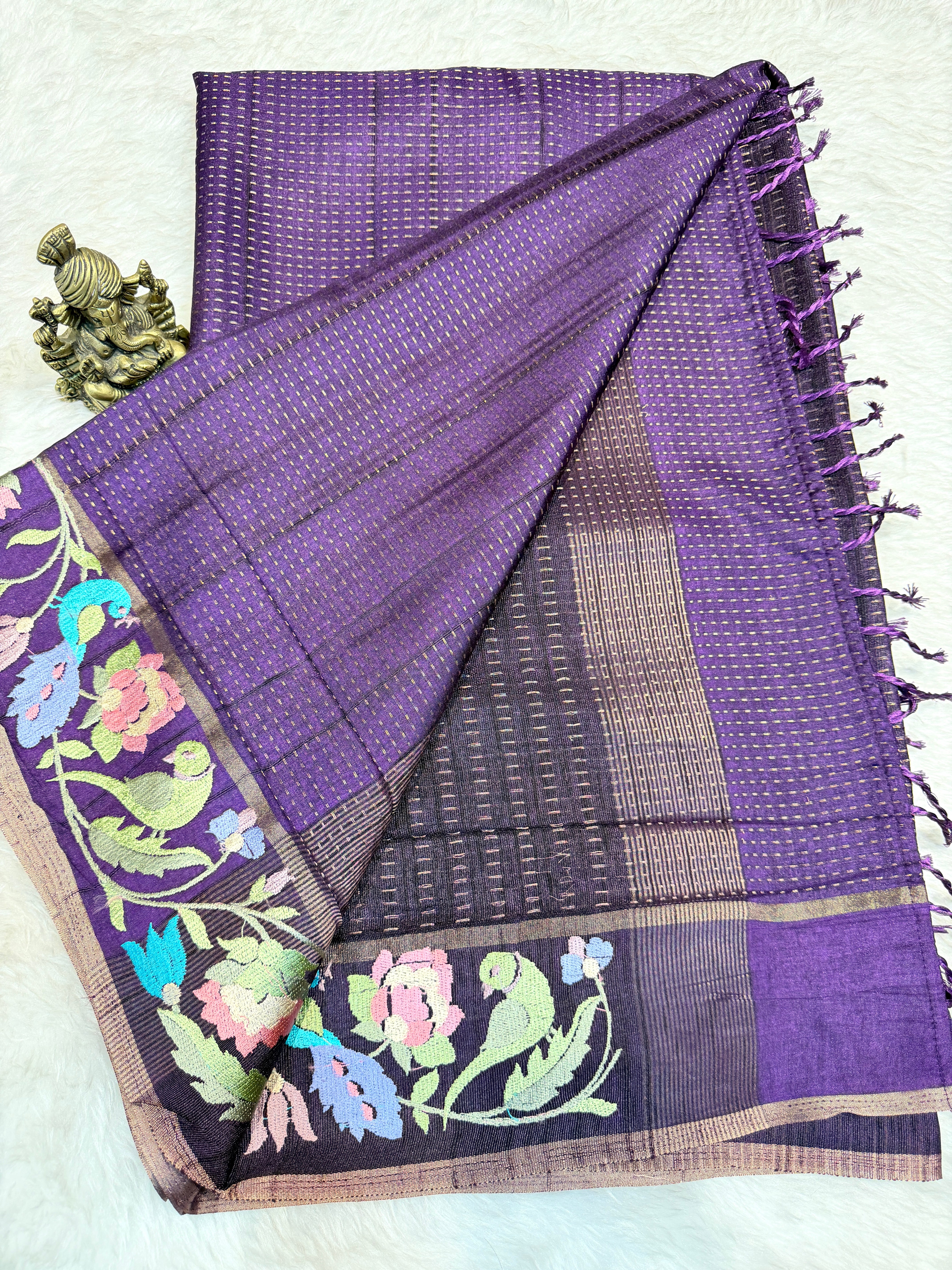 Tussar Silk Bird Embroidery