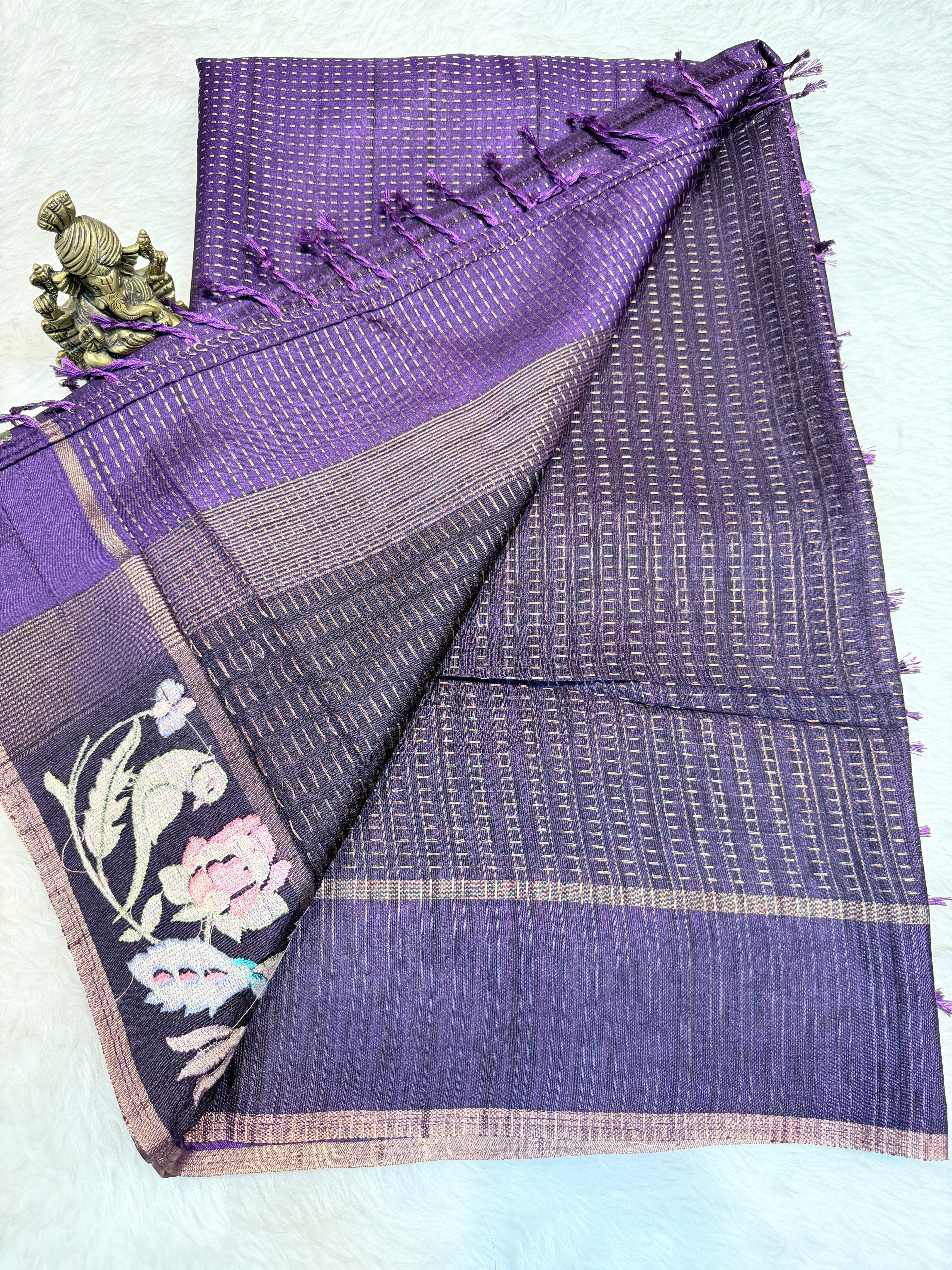 Tussar Silk Bird Embroidery