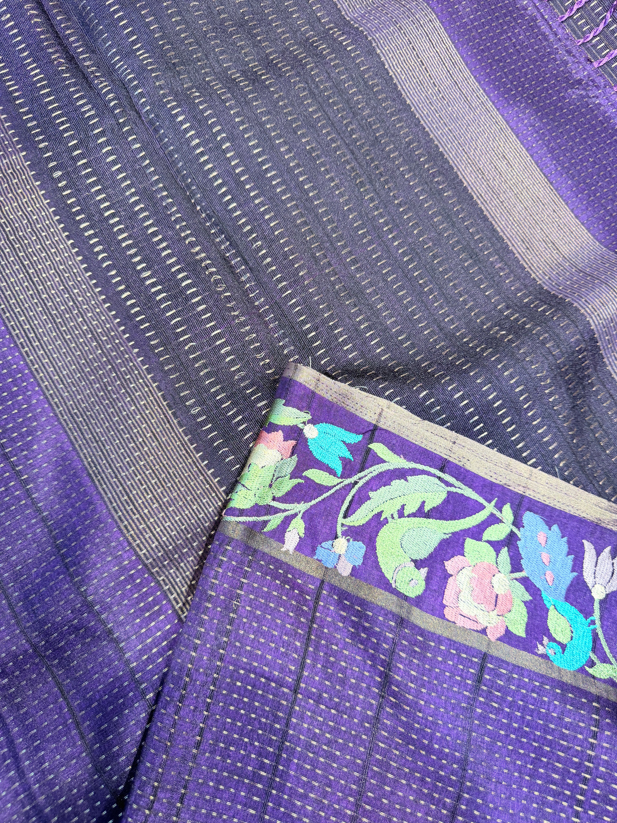 Tussar Silk Bird Embroidery
