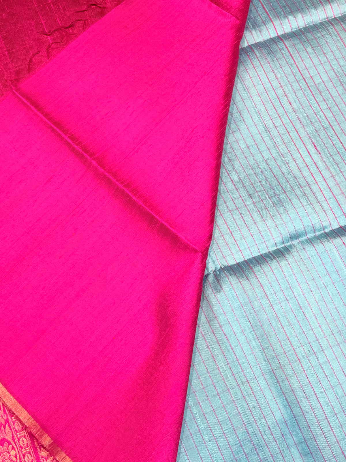 Premium Pure Raw Silk Checks Contrast Rich Pallu
