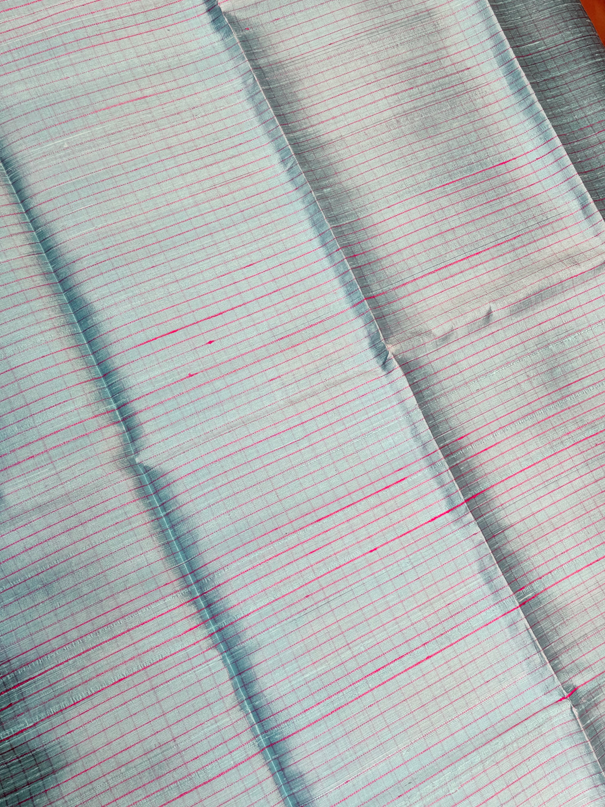 Premium Pure Raw Silk Checks Contrast Rich Pallu