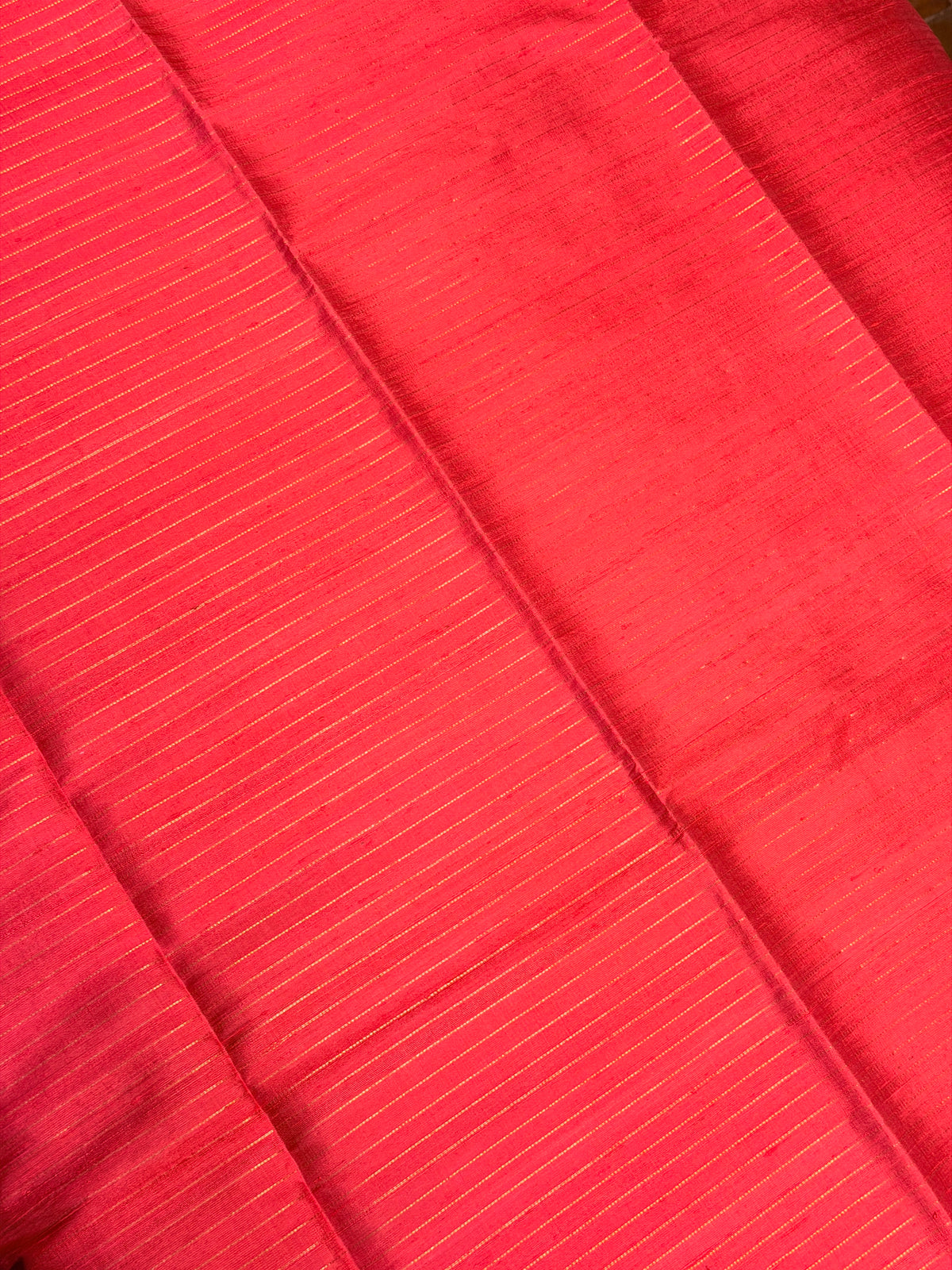 Premium Pure Raw Silk Rich Pallu- Orangish Pink