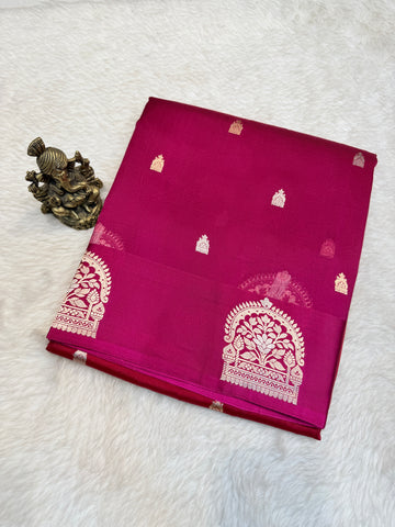 Pure Kora Banaras Silk -Magenta