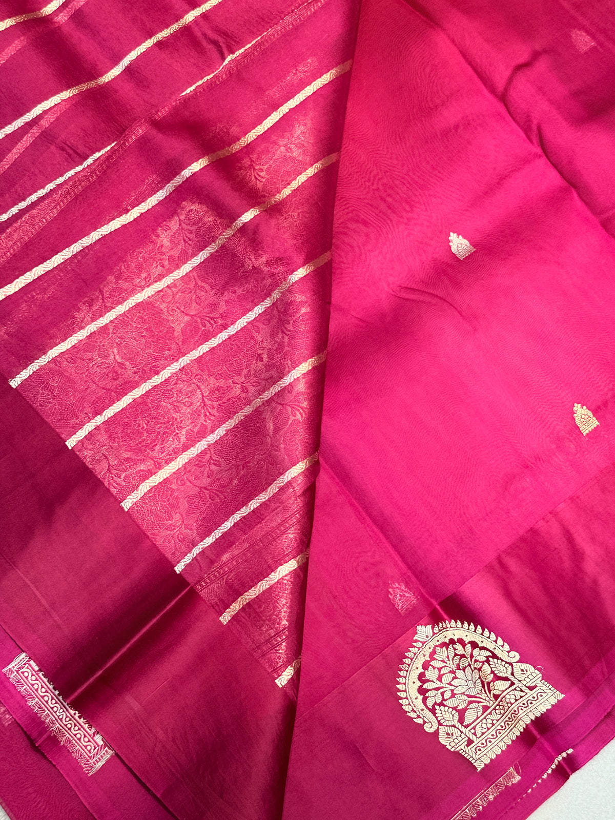 Pure Kora Banaras Silk -Magenta