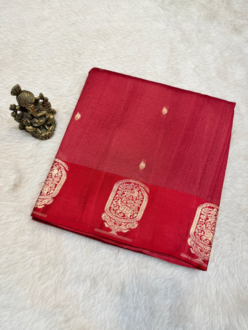 Pure Tussar Silk Designer -Maroon Red