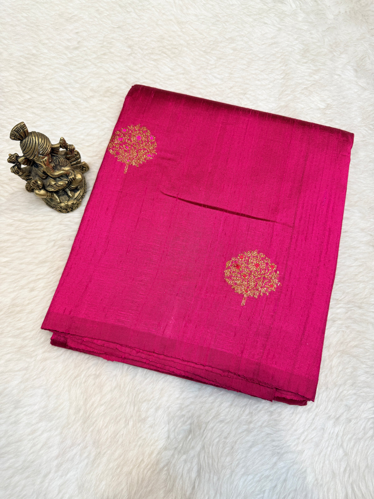 Pure Tussar Banaras Zari Butta- Rani Pink